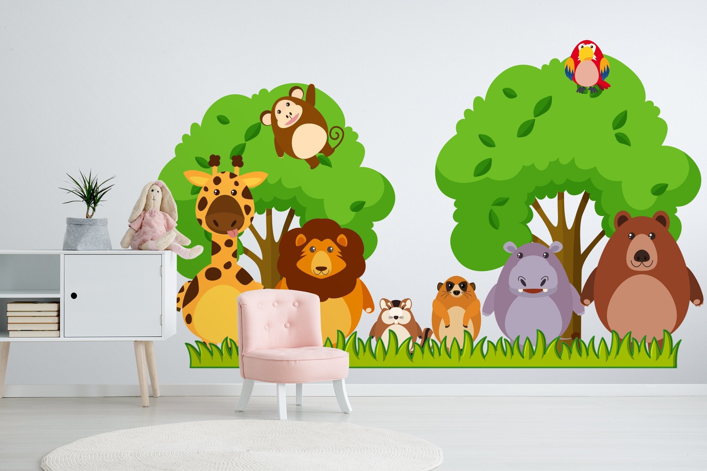 3D Cartoon Tree Animal 181 Wall Stickers Wallpaper AJ Wallpaper 