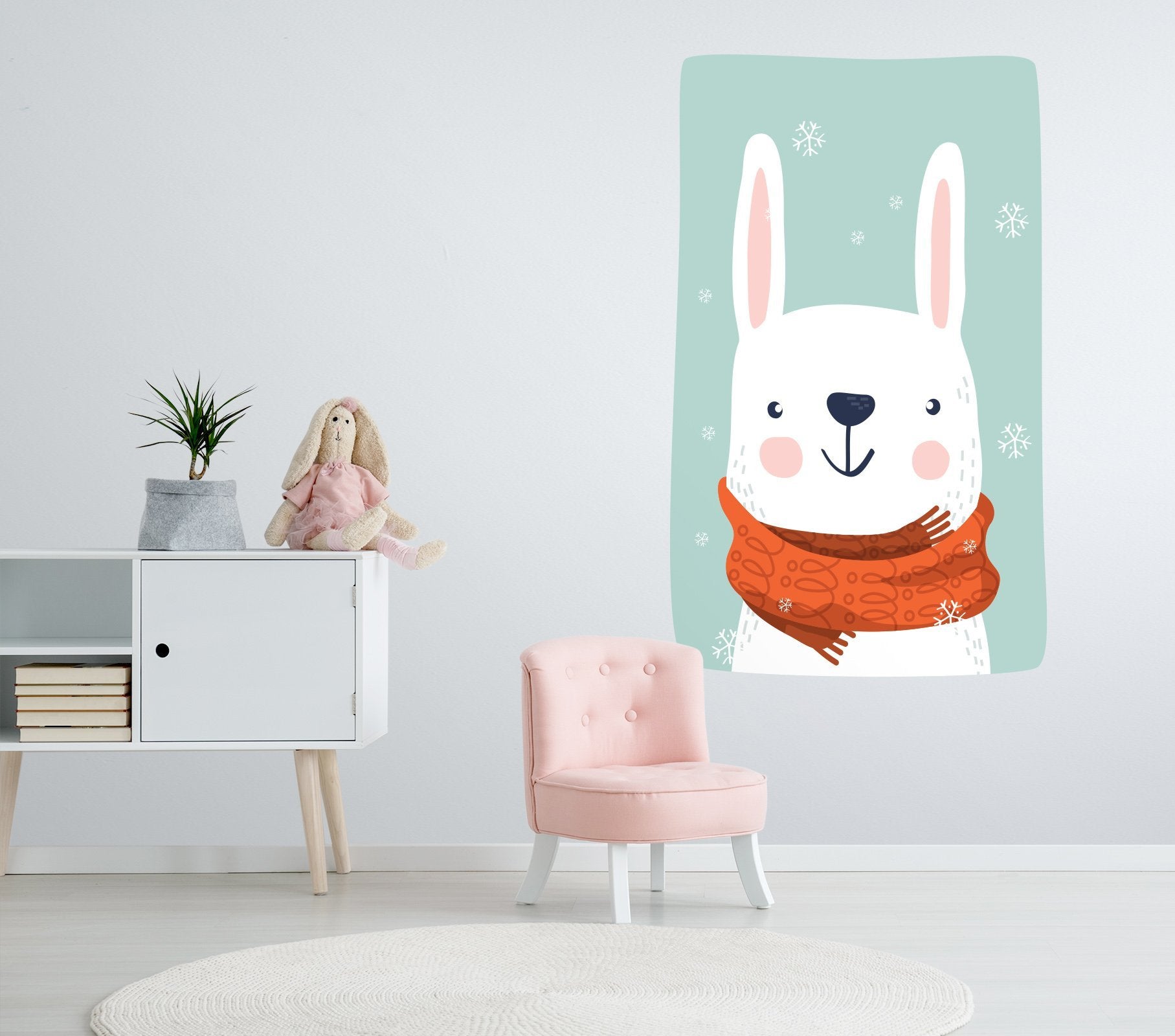 3D Rabbit Scarf 105 Wall Stickers Wallpaper AJ Wallpaper 