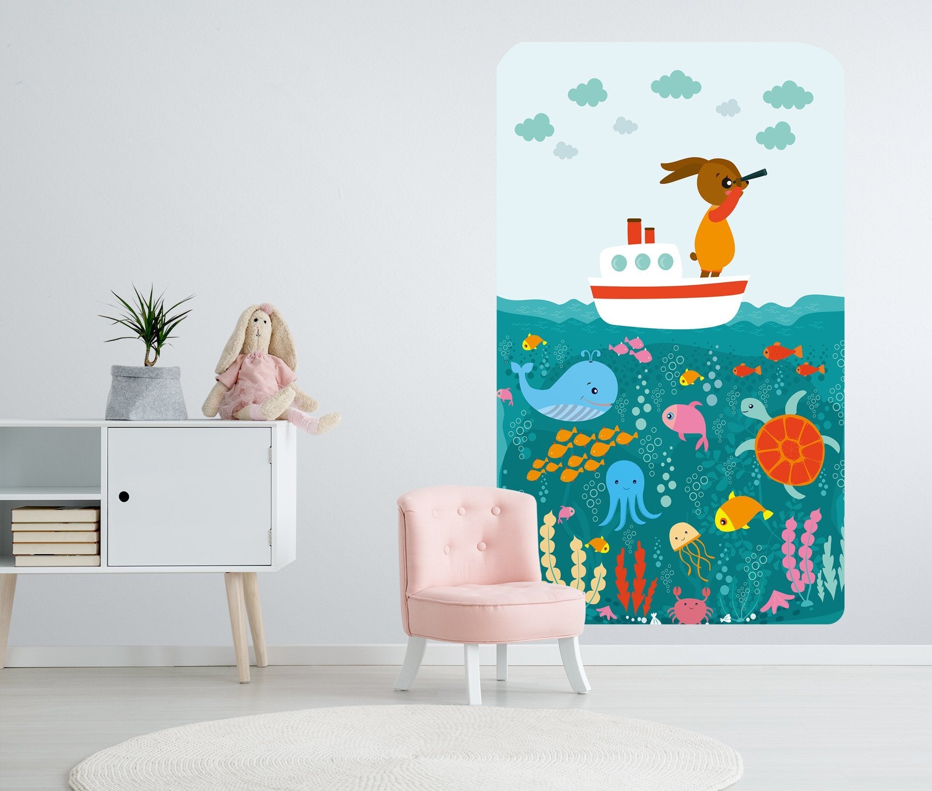 3D Cartoon Jellyfish Whale 219 Wall Stickers Wallpaper AJ Wallpaper 