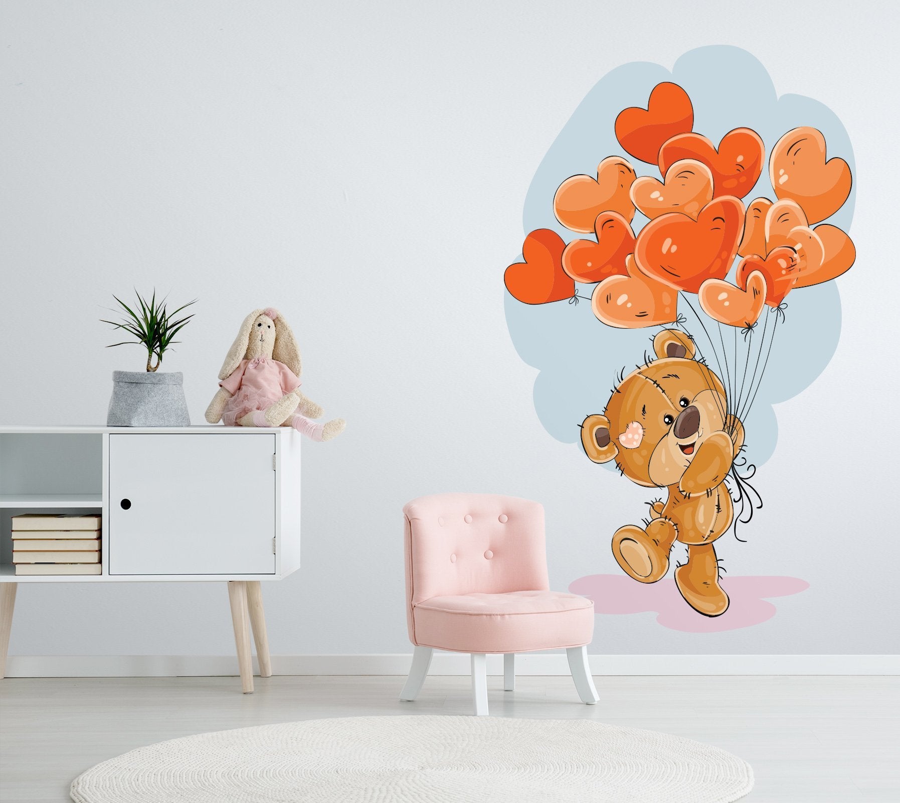 3D Brown Bear Love Balloon 207 Wall Stickers Wallpaper AJ Wallpaper 