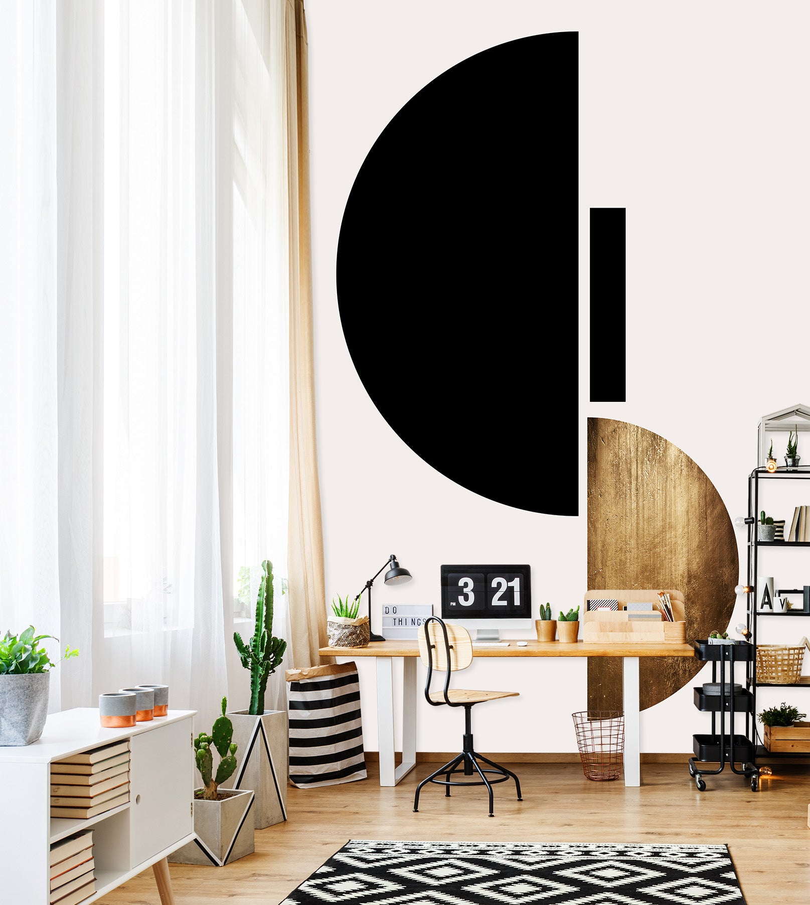 3D Black Semicircle 1510 Boris Draschoff Wall Mural Wall Murals