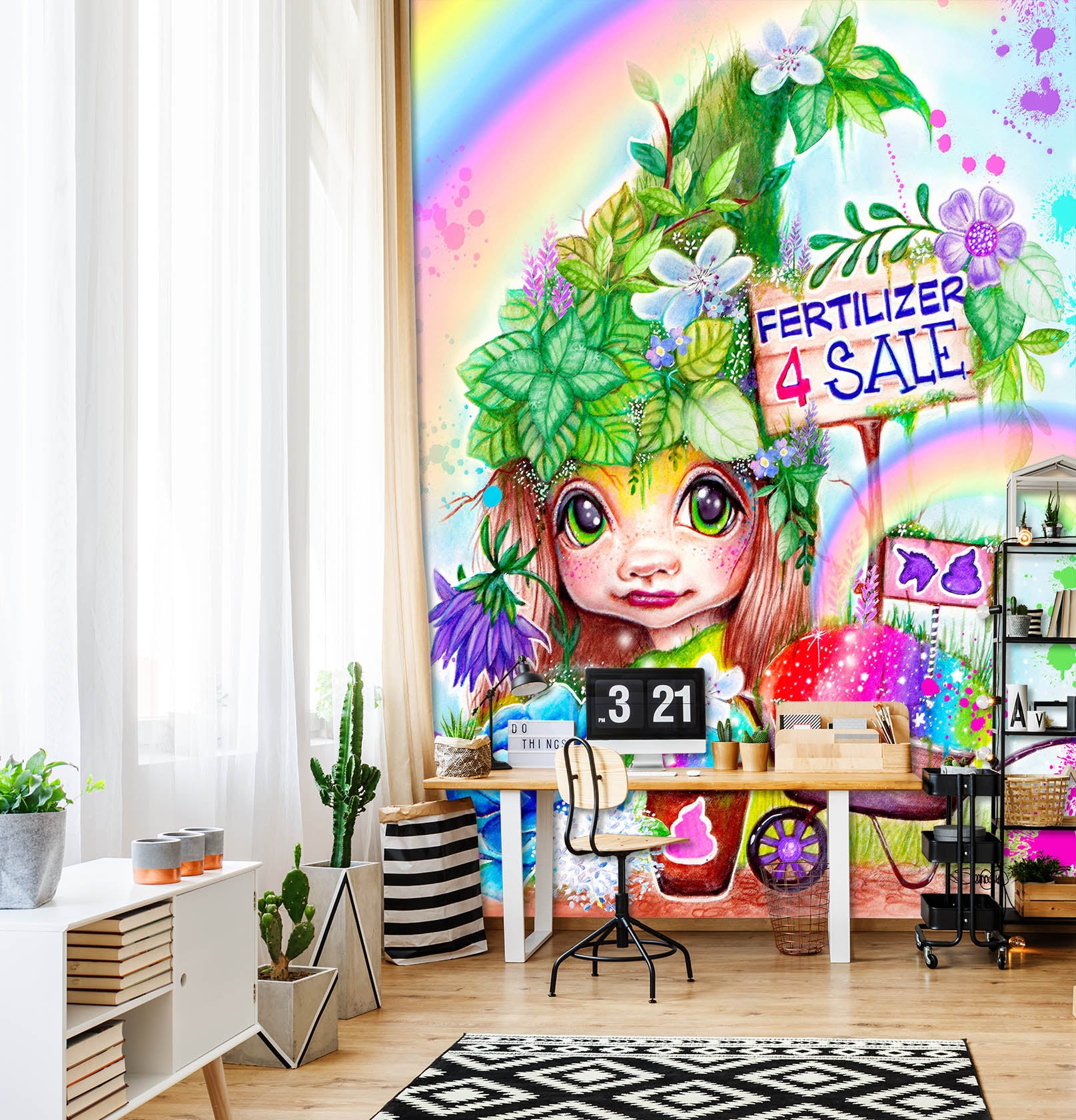 3D Rainbow Girl 8477 Sheena Pike Wall Mural Wall Murals
