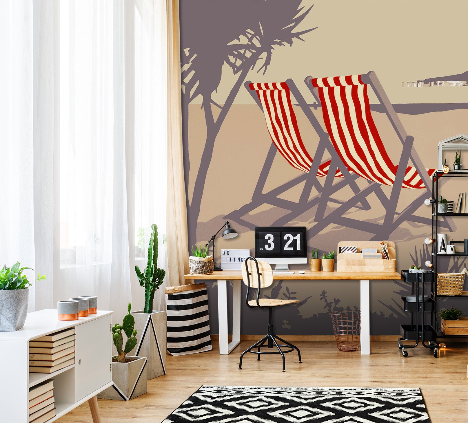 3D Bournemouth Red Deckchairs 1006 Steve Read Wall Mural Wall Murals