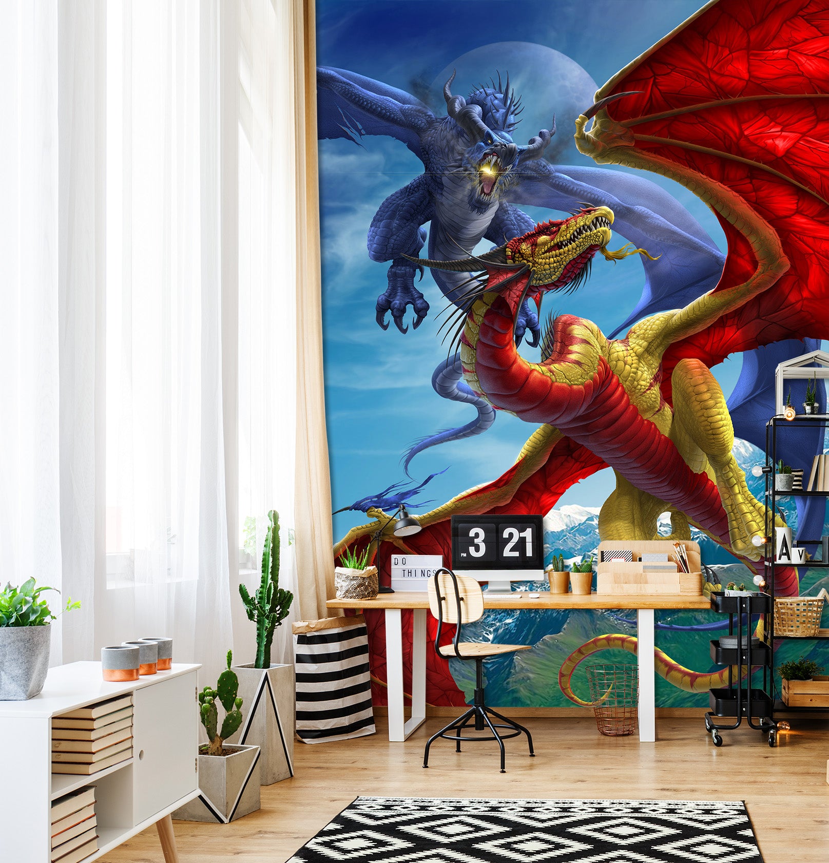 3D Blue Red Dragon 5043 Tom Wood Wall Mural Wall Murals