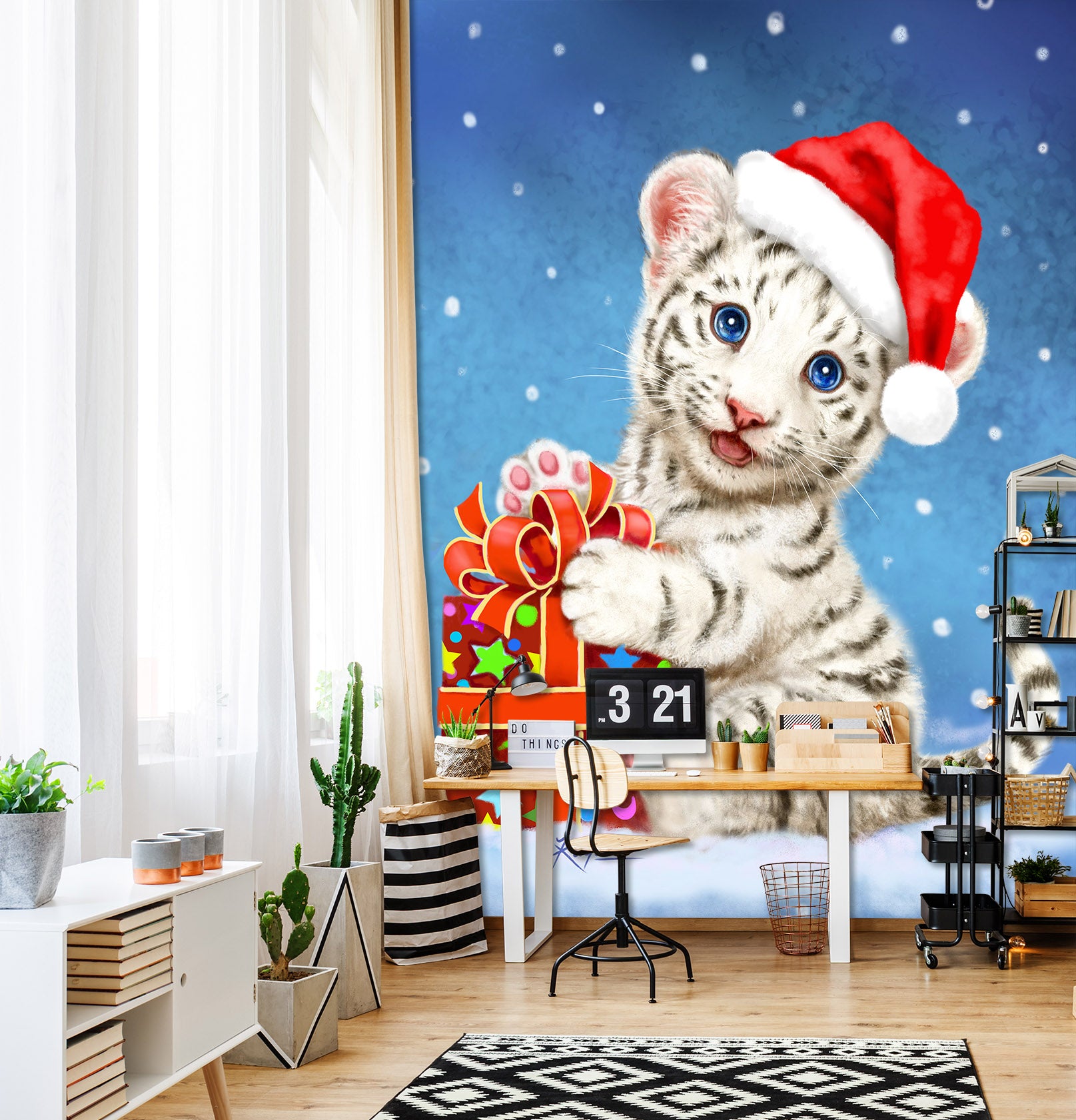 3D Christmas Gift Lion 5504 Kayomi Harai Wall Mural Wall Murals