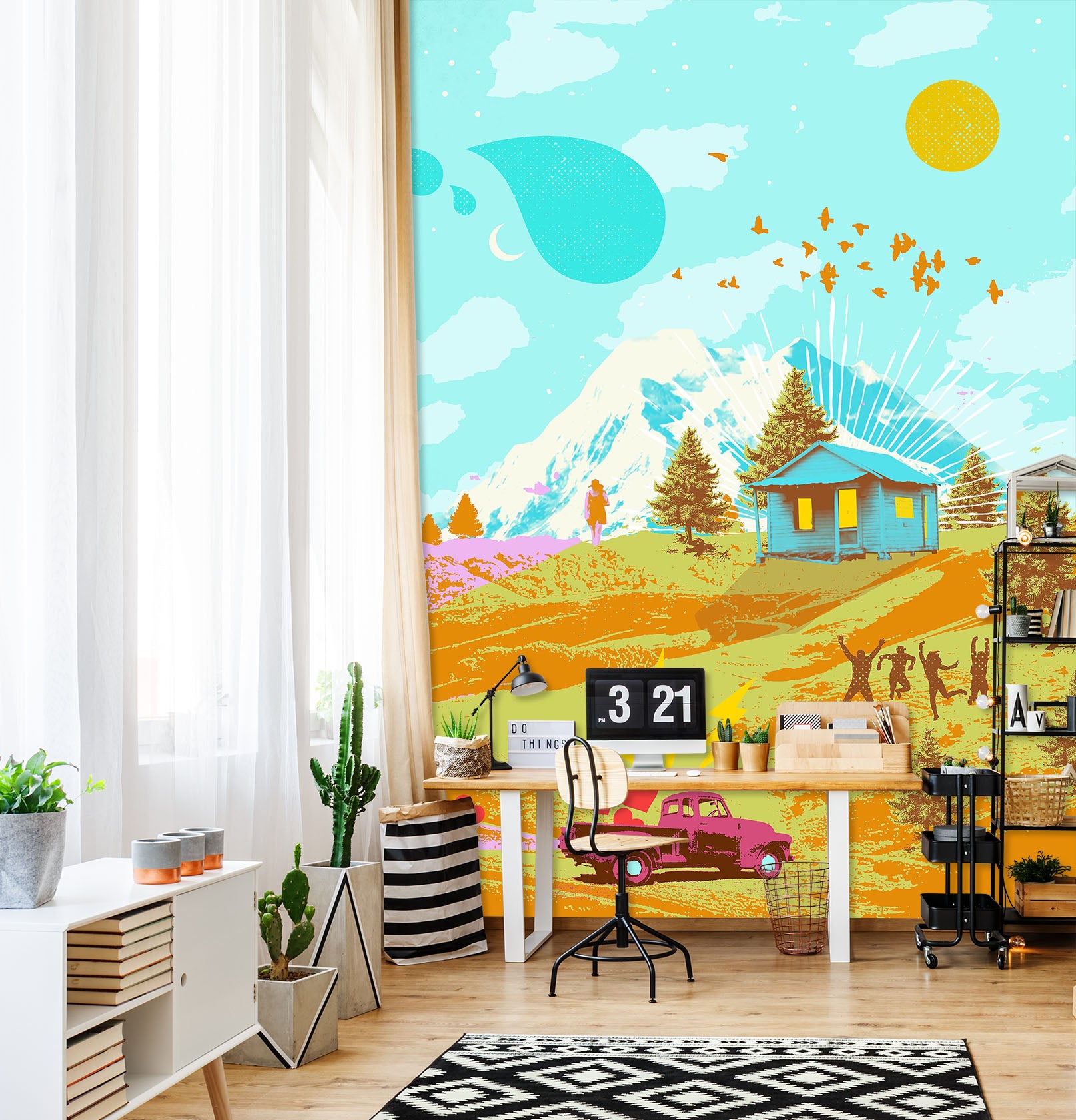 3D Painting Small Town 1399 Showdeer Wall Mural Wall Murals
