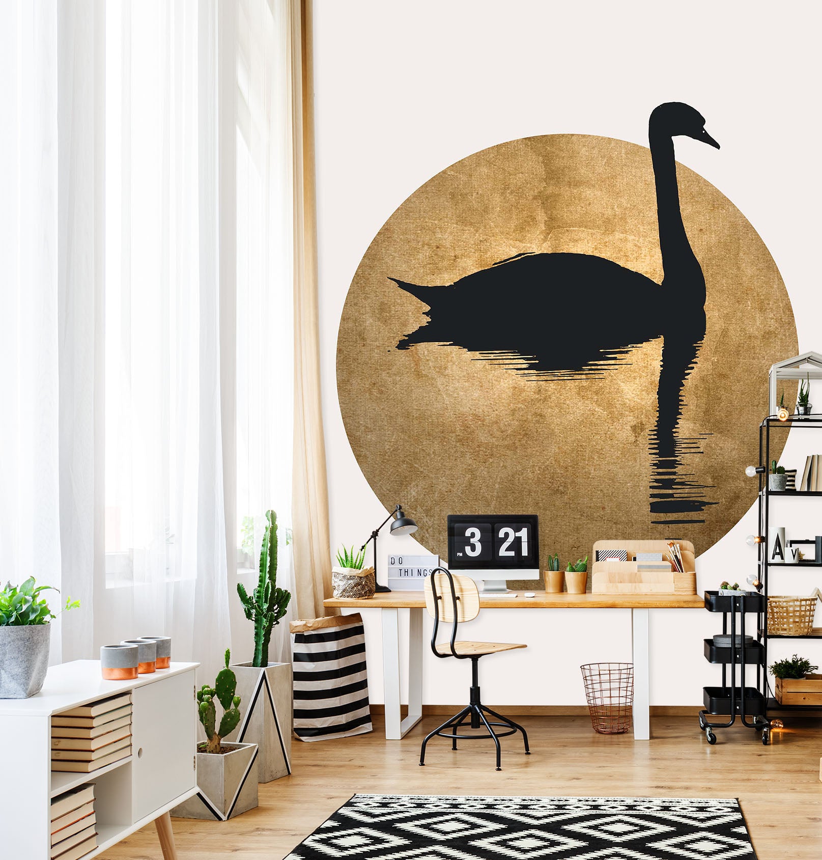 3D Swan Lake 1525 Boris Draschoff Wall Mural Wall Murals