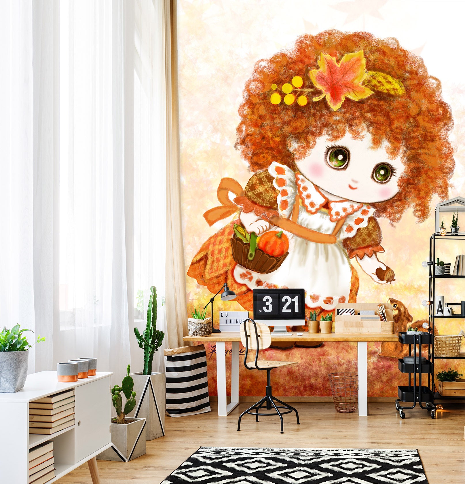 3D Maple Leaf Girl 5478 Kayomi Harai Wall Mural Wall Murals