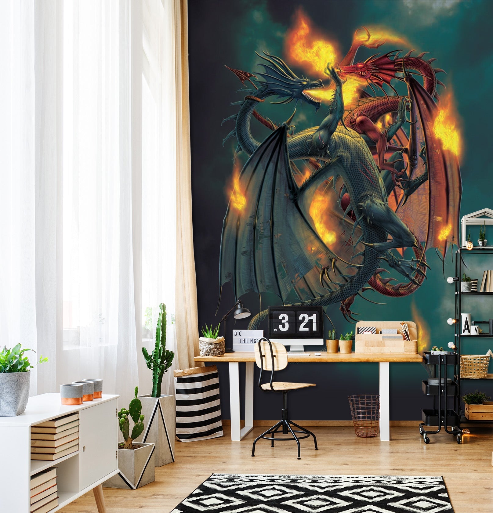 3D Fire Dragon 1422 Wall Murals Exclusive Designer Vincent Wallpaper AJ Wallpaper 