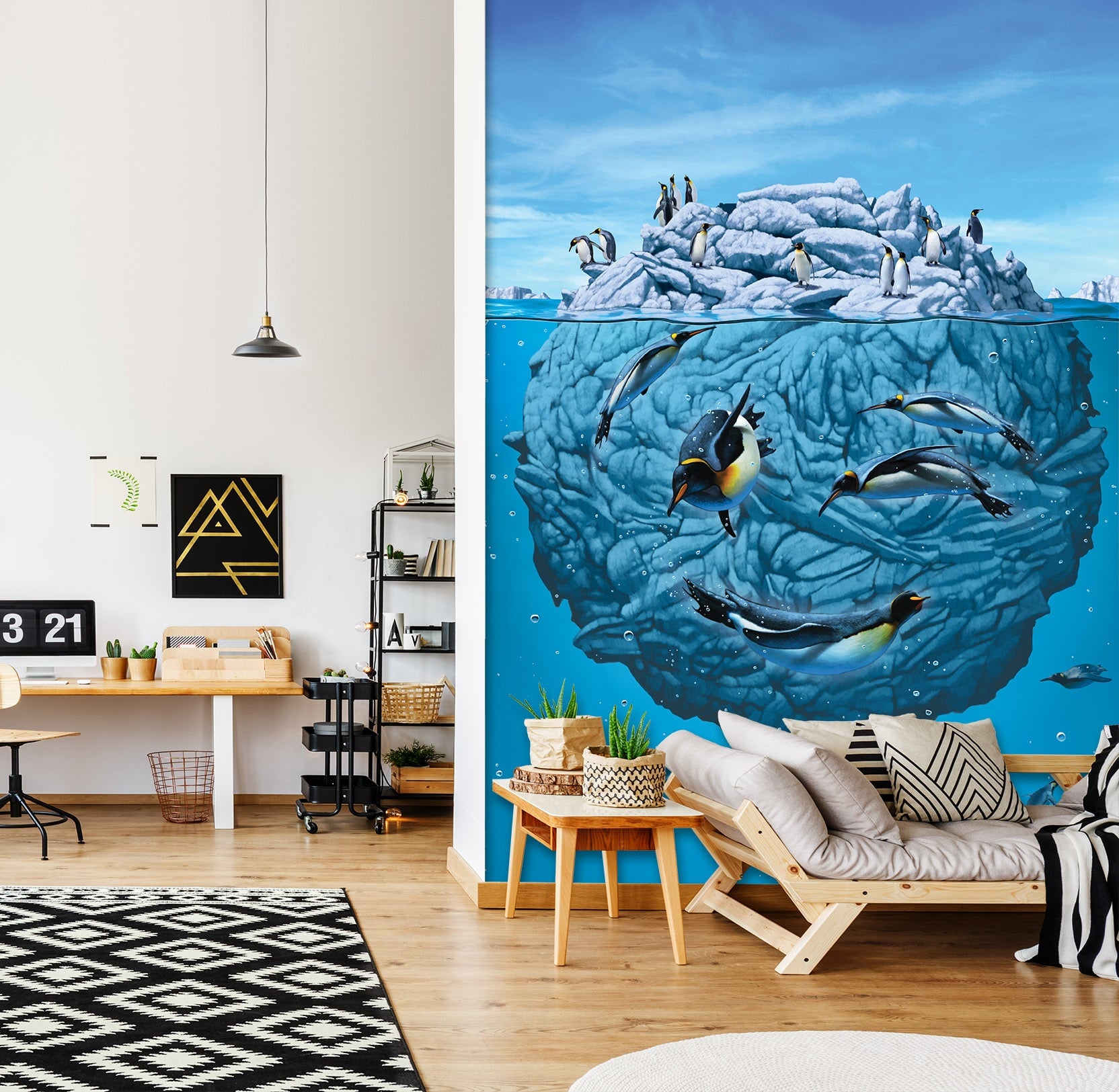 3D Penguin Wink Def 1537 Wall Murals Exclusive Designer Vincent Wallpaper AJ Wallpaper 
