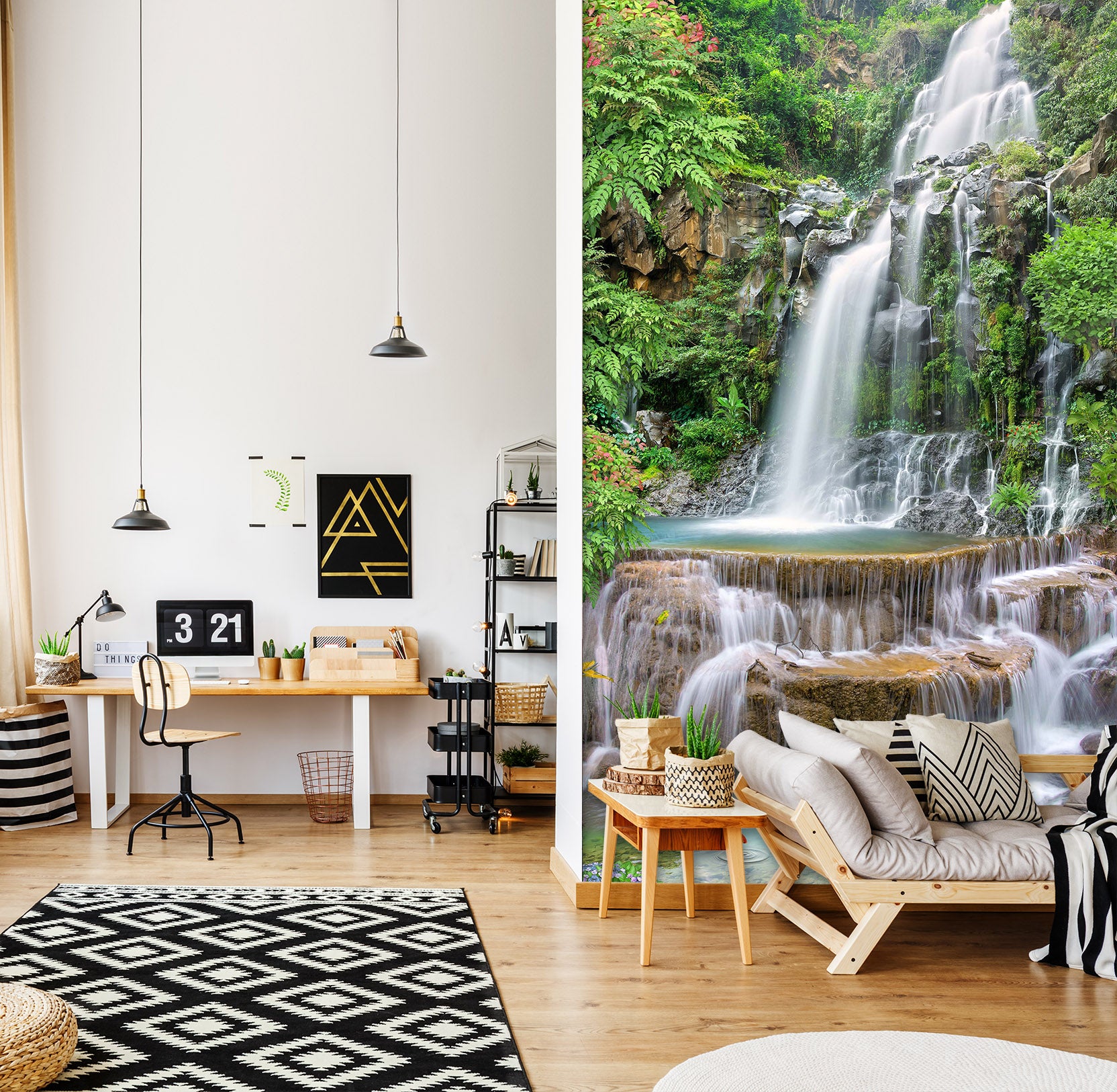 3D Forest Waterfall 1539 Wall Murals
