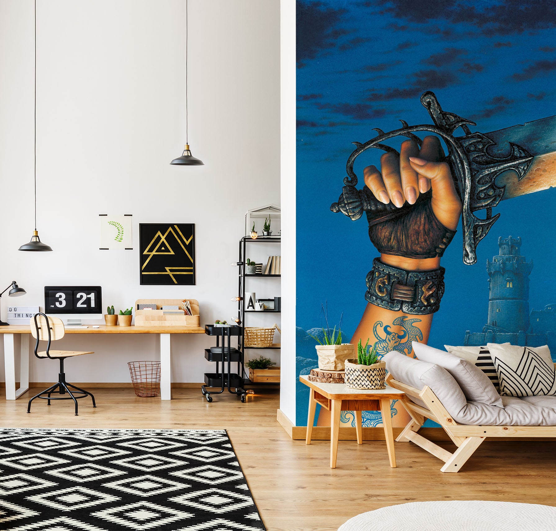 3D Sword In Hand 7092 Ciruelo Wall Mural Wall Murals