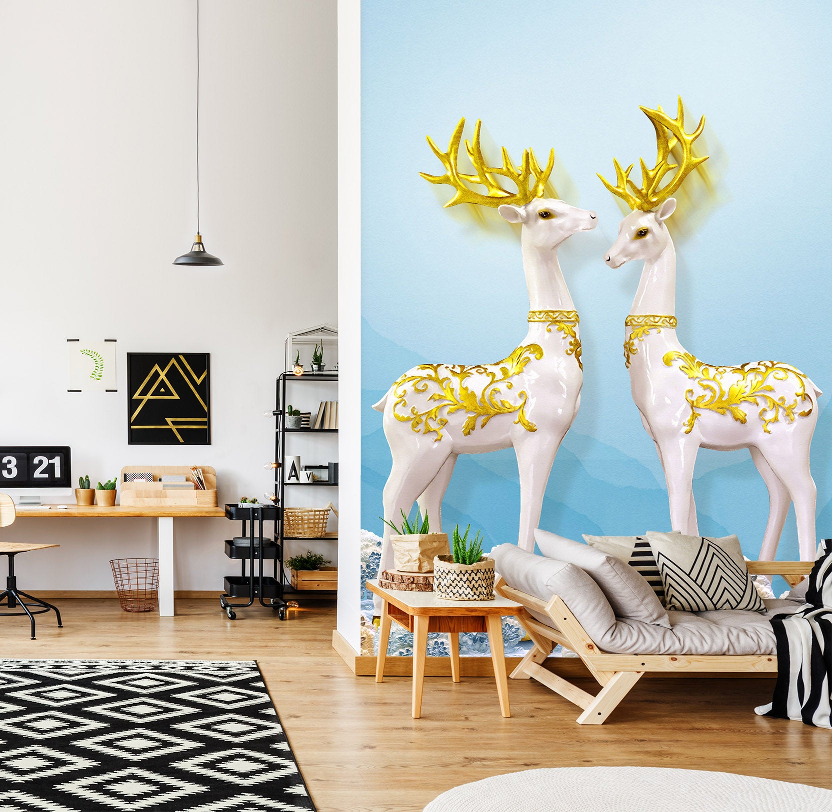 3D Golden Fawn 1807 Wall Murals