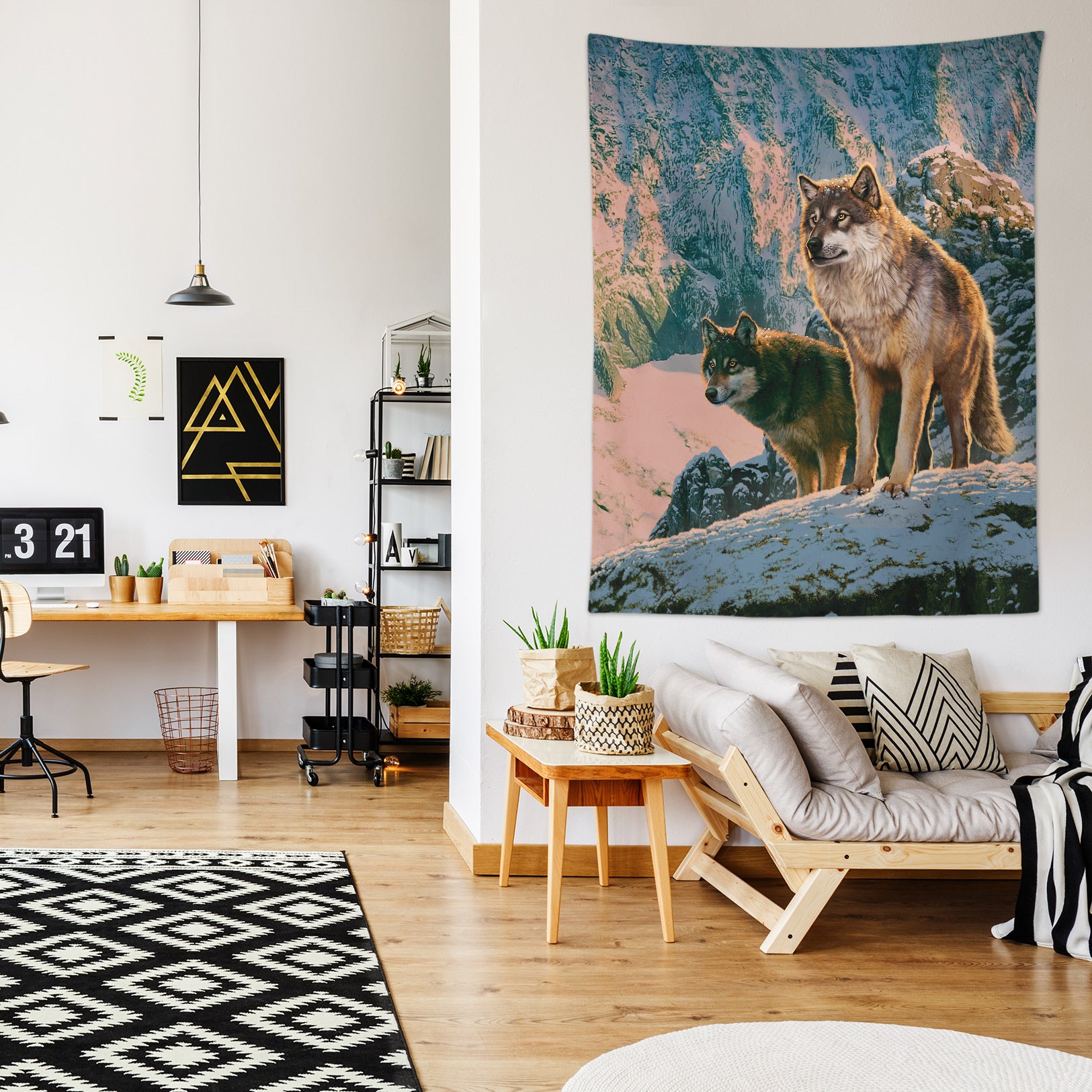 3D Snow Mountain Wolf 11754 Vincent Tapestry Hanging Cloth Hang