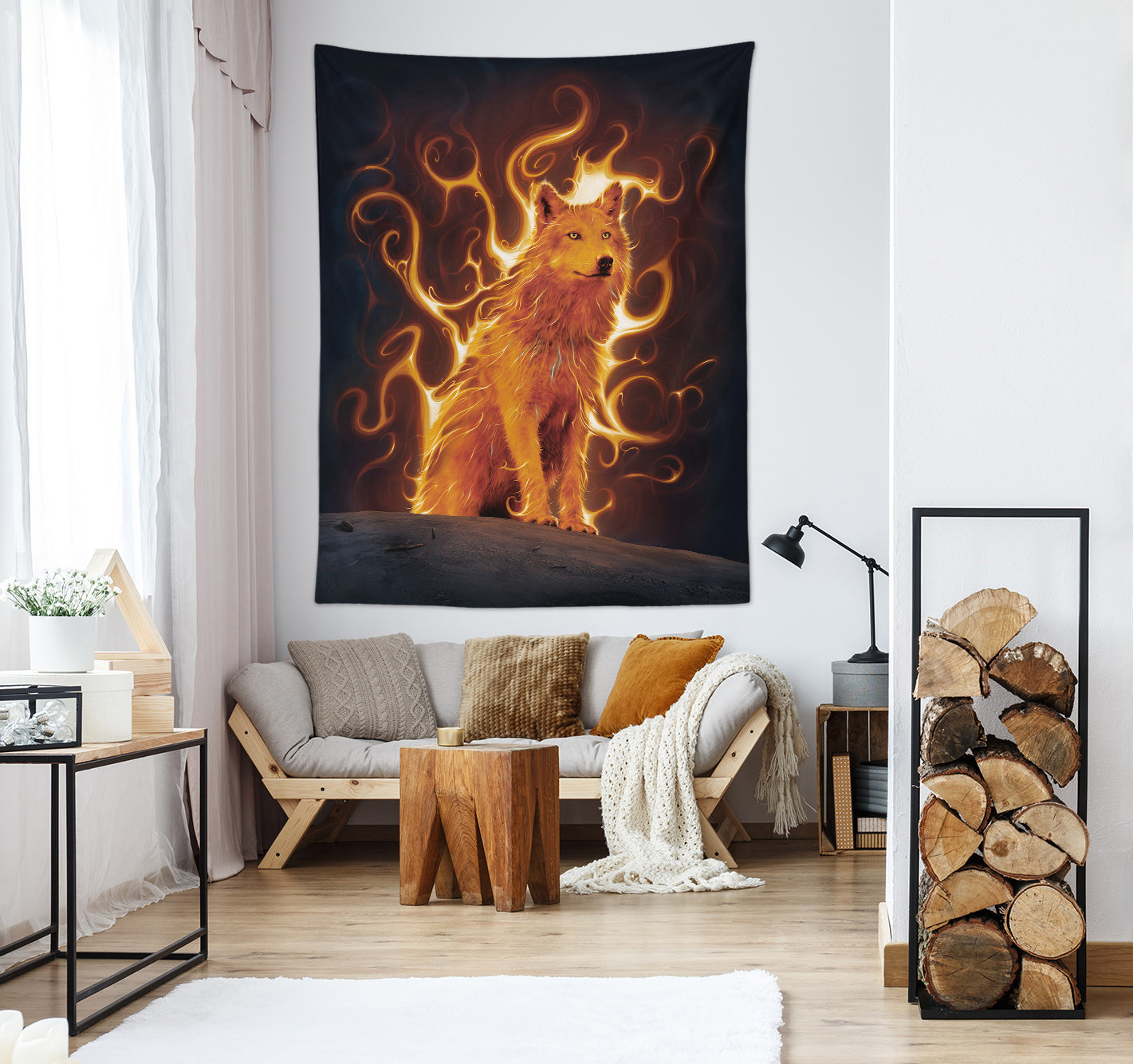 3D Flame Wolf 11724 Vincent Tapestry Hanging Cloth Hang
