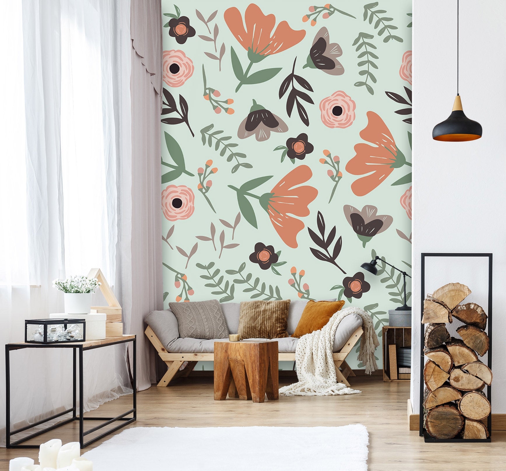 3D Colored Flowers 1408 Jillian Helvey Wall Mural Wall Murals