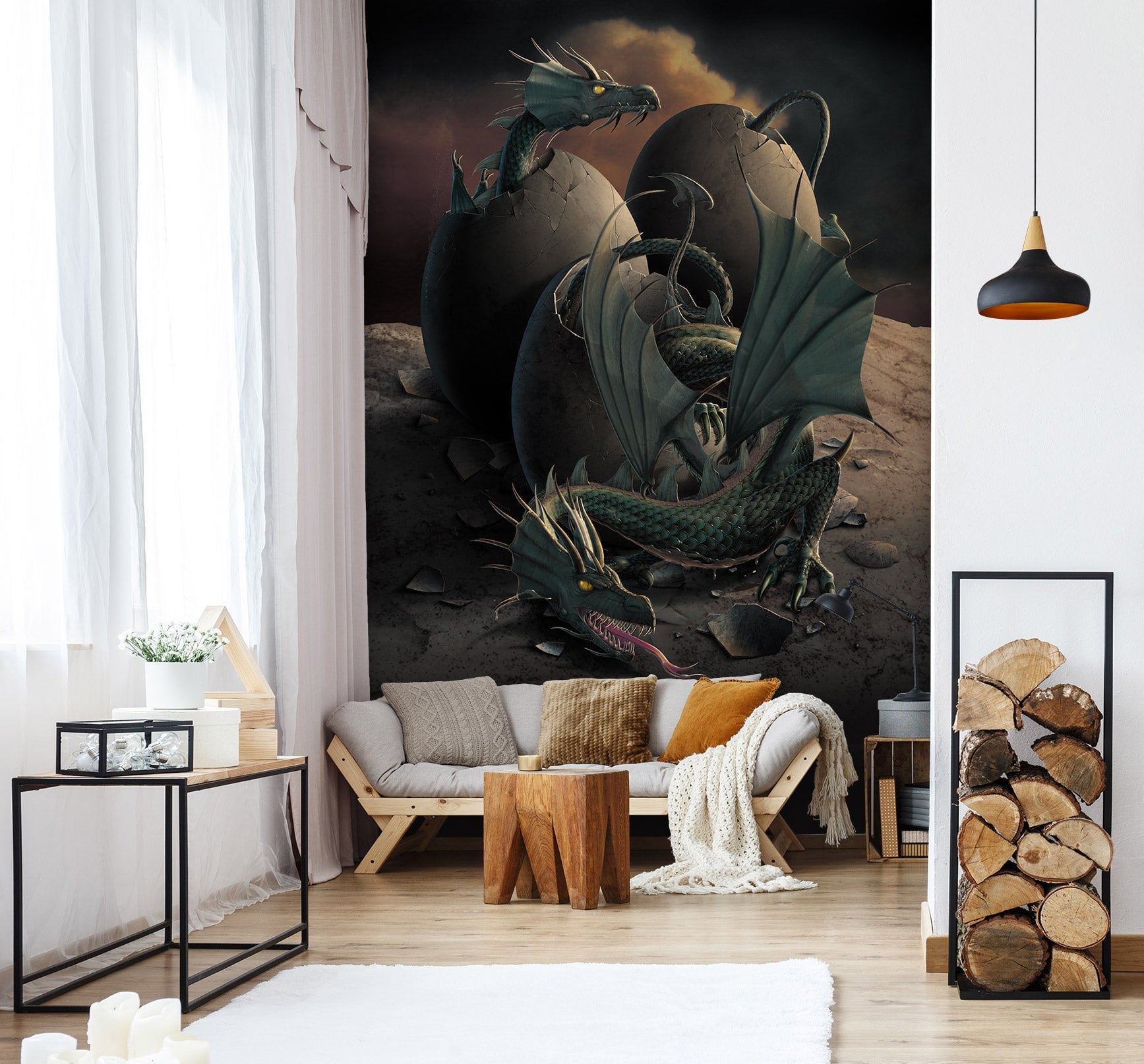 3D Dragon Offspring 1509 Wall Murals Exclusive Designer Vincent Wallpaper AJ Wallpaper 