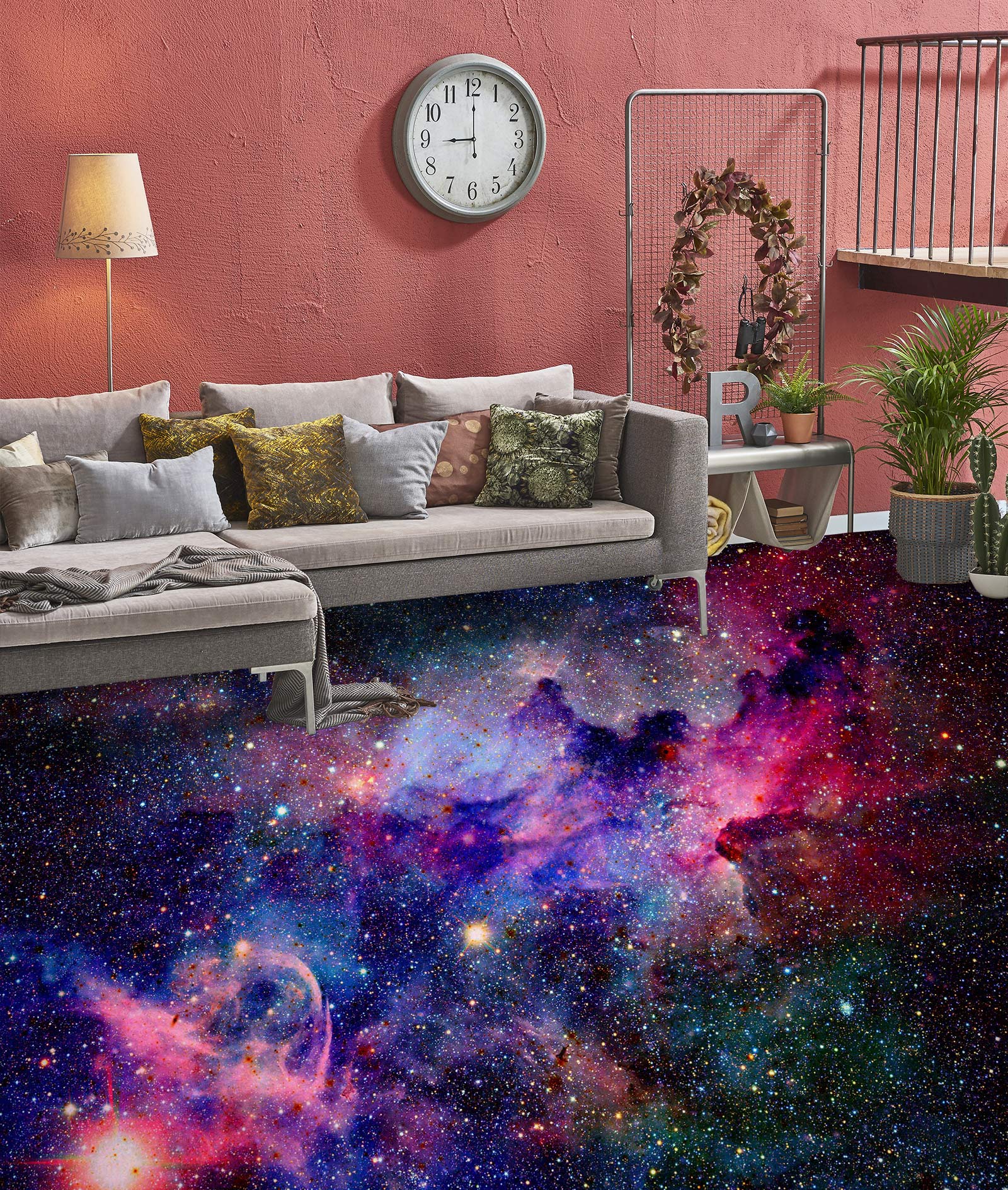 3D Psychedelic Purple Nebula 654 Floor Mural