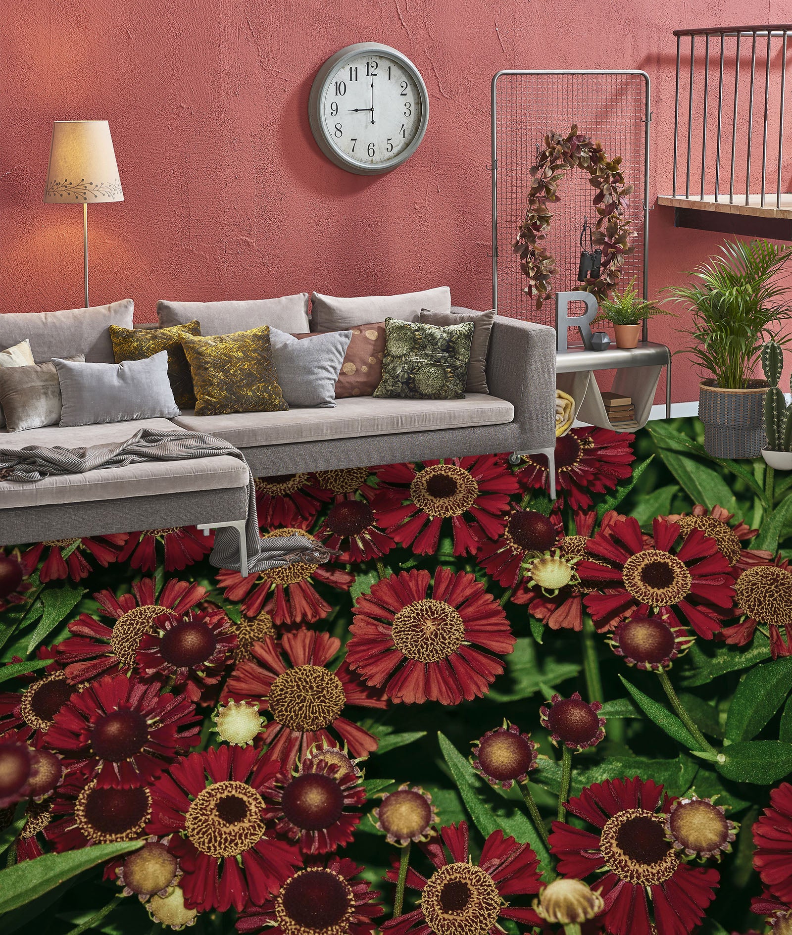 3D Crimson Chrysanthemum Art 819 Floor Mural  Wallpaper Murals Rug & Mat Print Epoxy waterproof bath floor