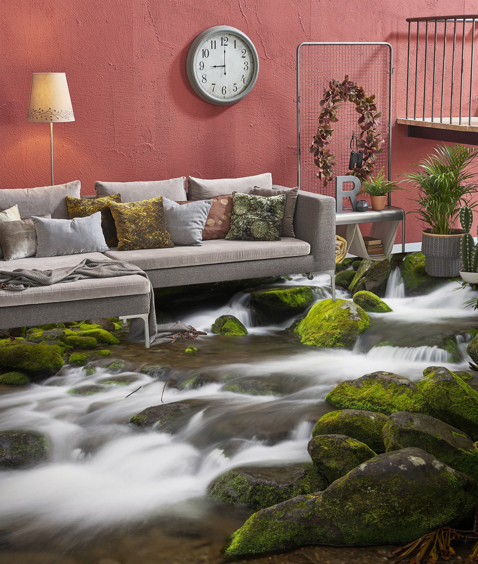 3D Moss Stone And River 661 Floor Mural  Wallpaper Murals Rug & Mat Print Epoxy waterproof bath floor