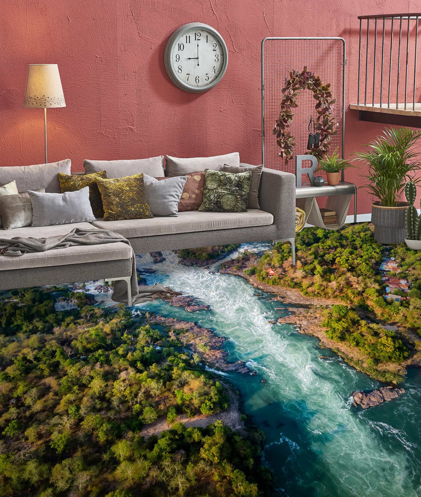 3D Forest And Big River 1055 Floor Mural  Wallpaper Murals Self-Adhesive Removable Print Epoxy