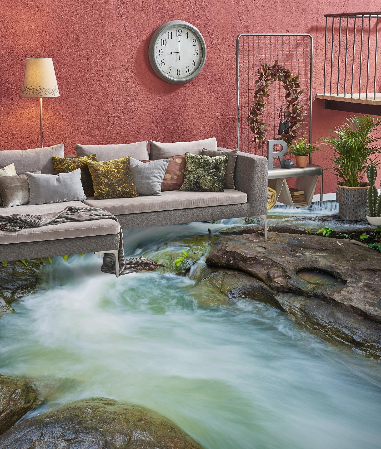 3D Nature's Green River 1026 Floor Mural  Wallpaper Murals Self-Adhesive Removable Print Epoxy