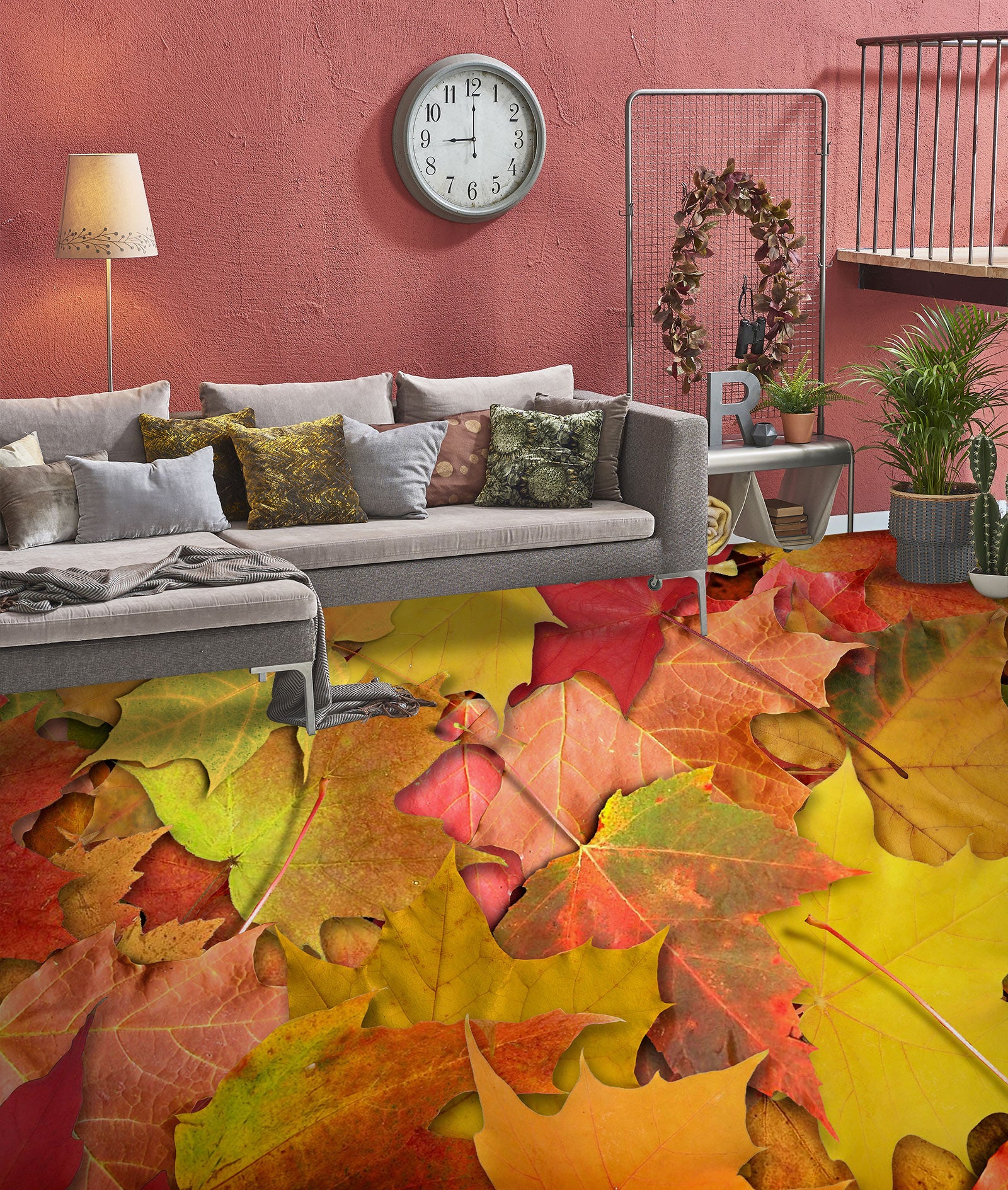 3D Autumn Cascading Leaves 1365 Floor Mural  Wallpaper Murals Self-Adhesive Removable Print Epoxy