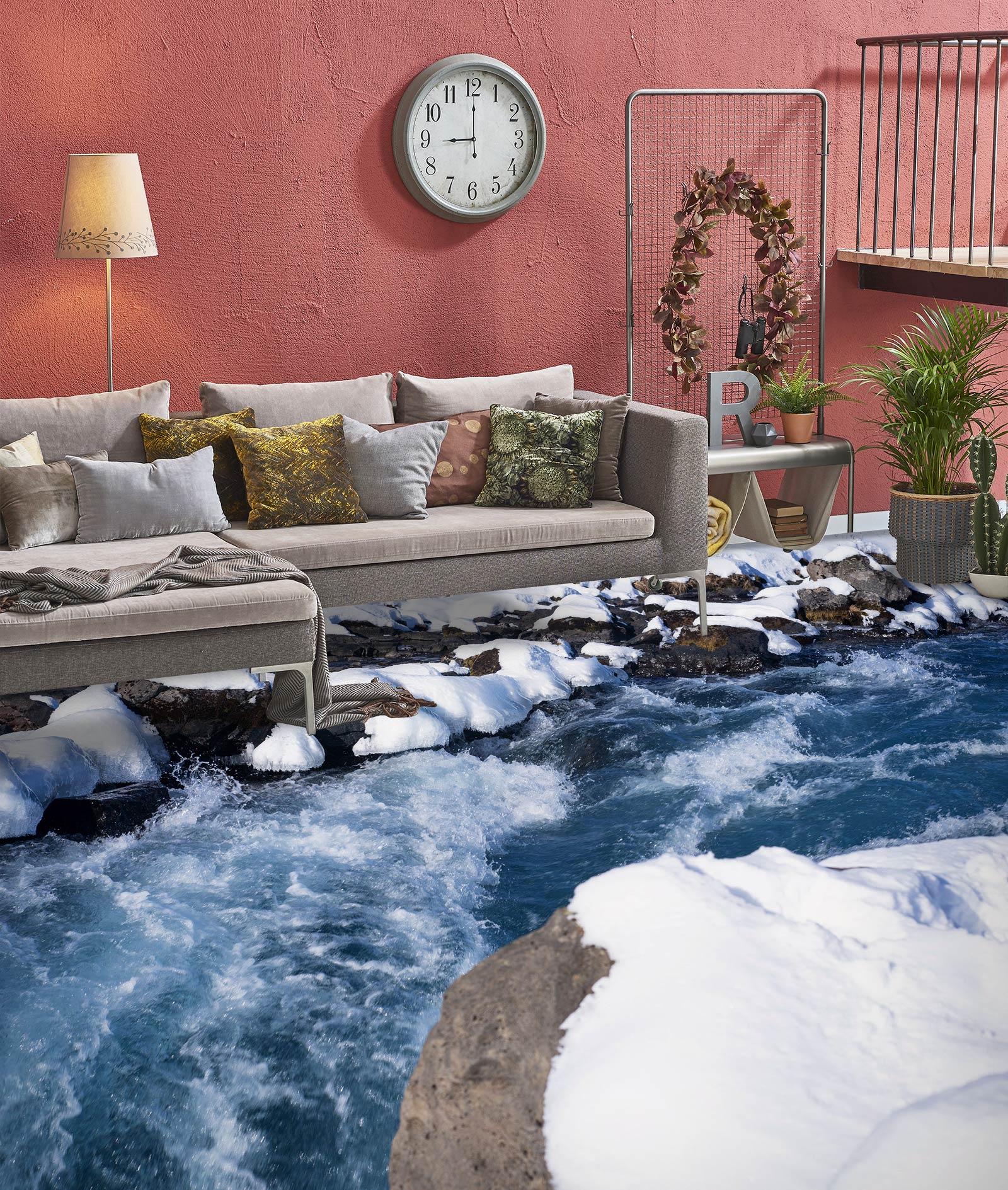 3D White Snow And Blue River 1073 Floor Mural  Wallpaper Murals Self-Adhesive Removable Print Epoxy