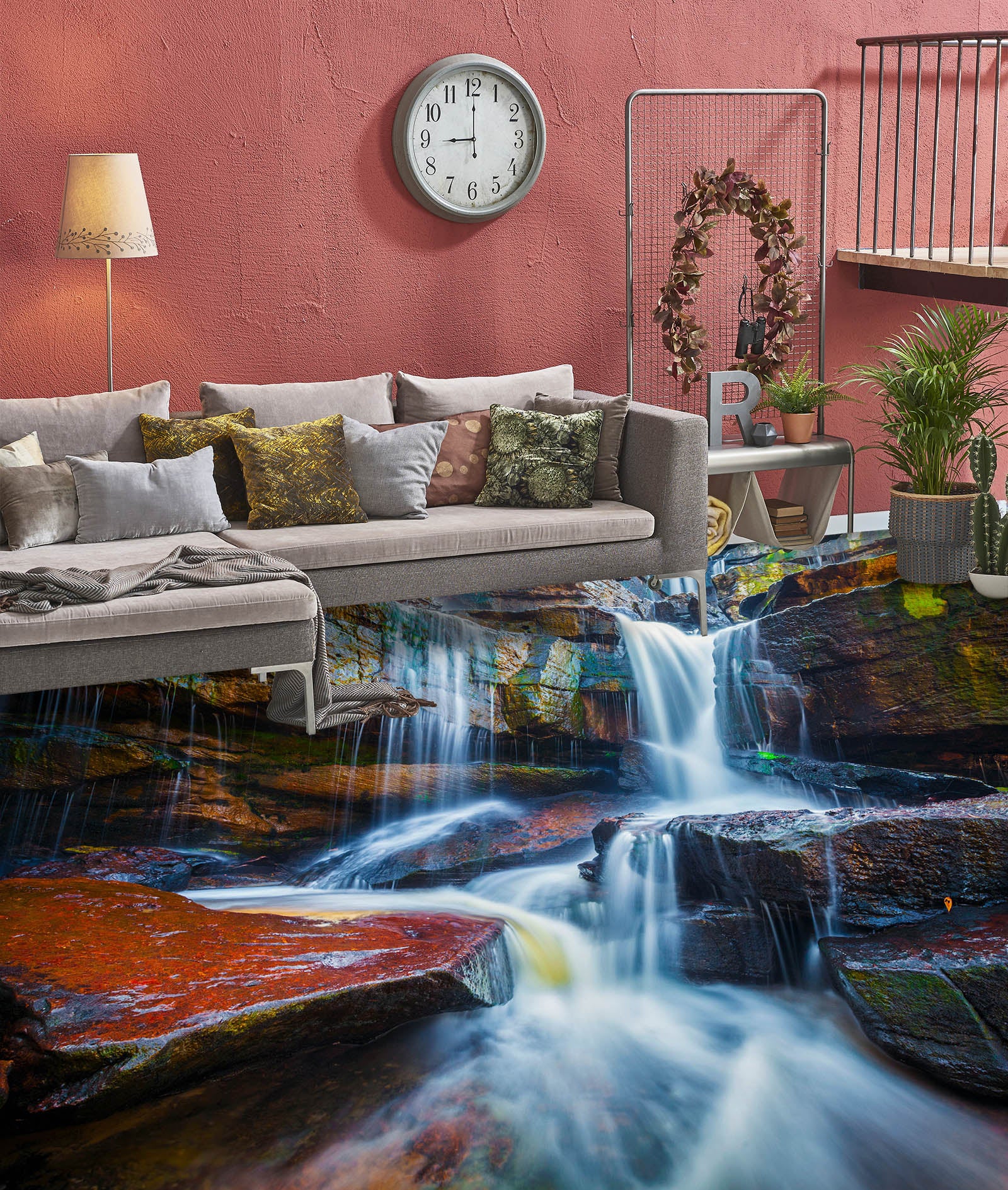 3D Chic Blue Waterfall 1462 Floor Mural  Wallpaper Murals Self-Adhesive Removable Print Epoxy