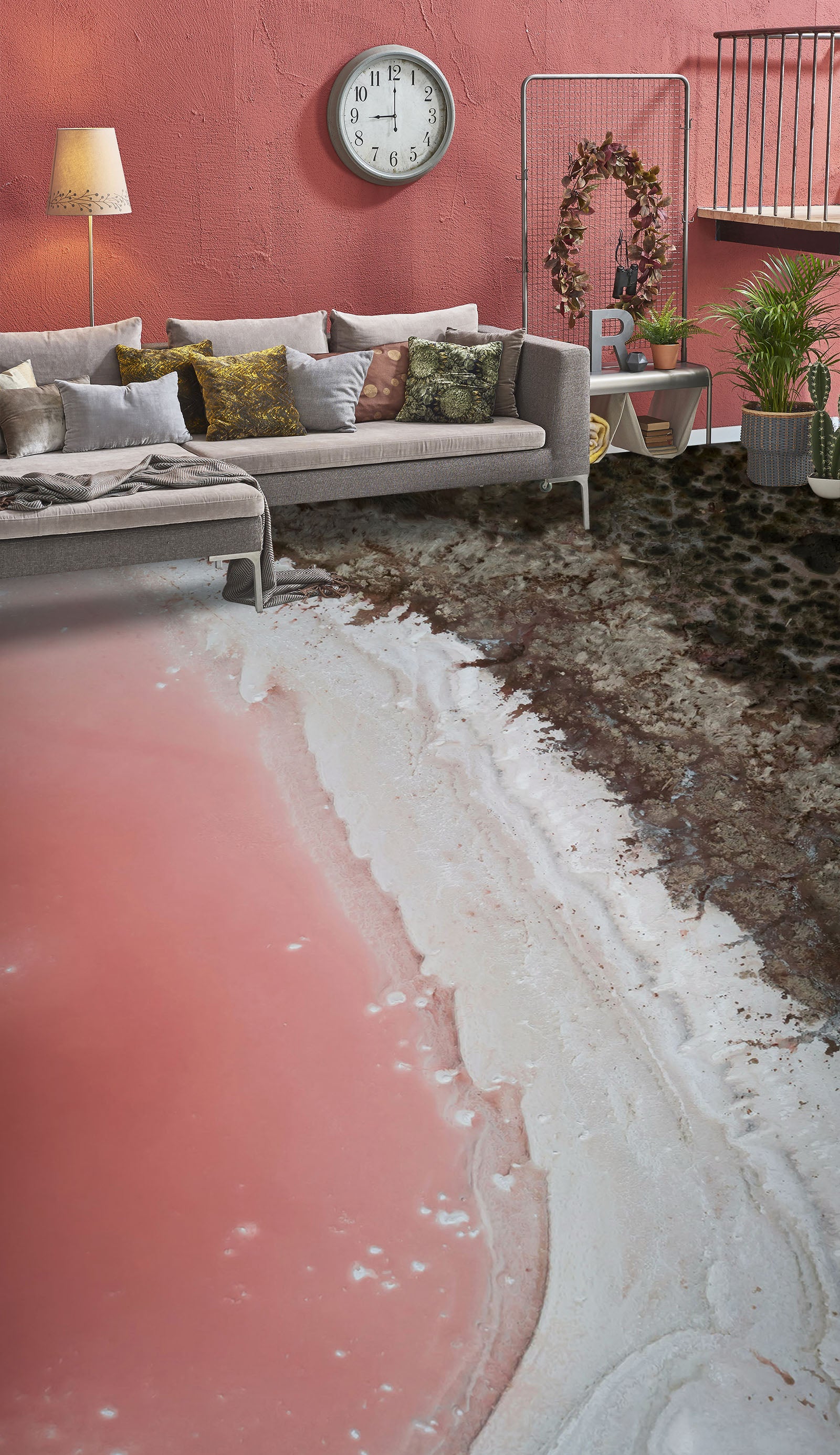 3D Deep Pink Sea 900 Floor Mural  Wallpaper Murals Rug & Mat Print Epoxy waterproof bath floor