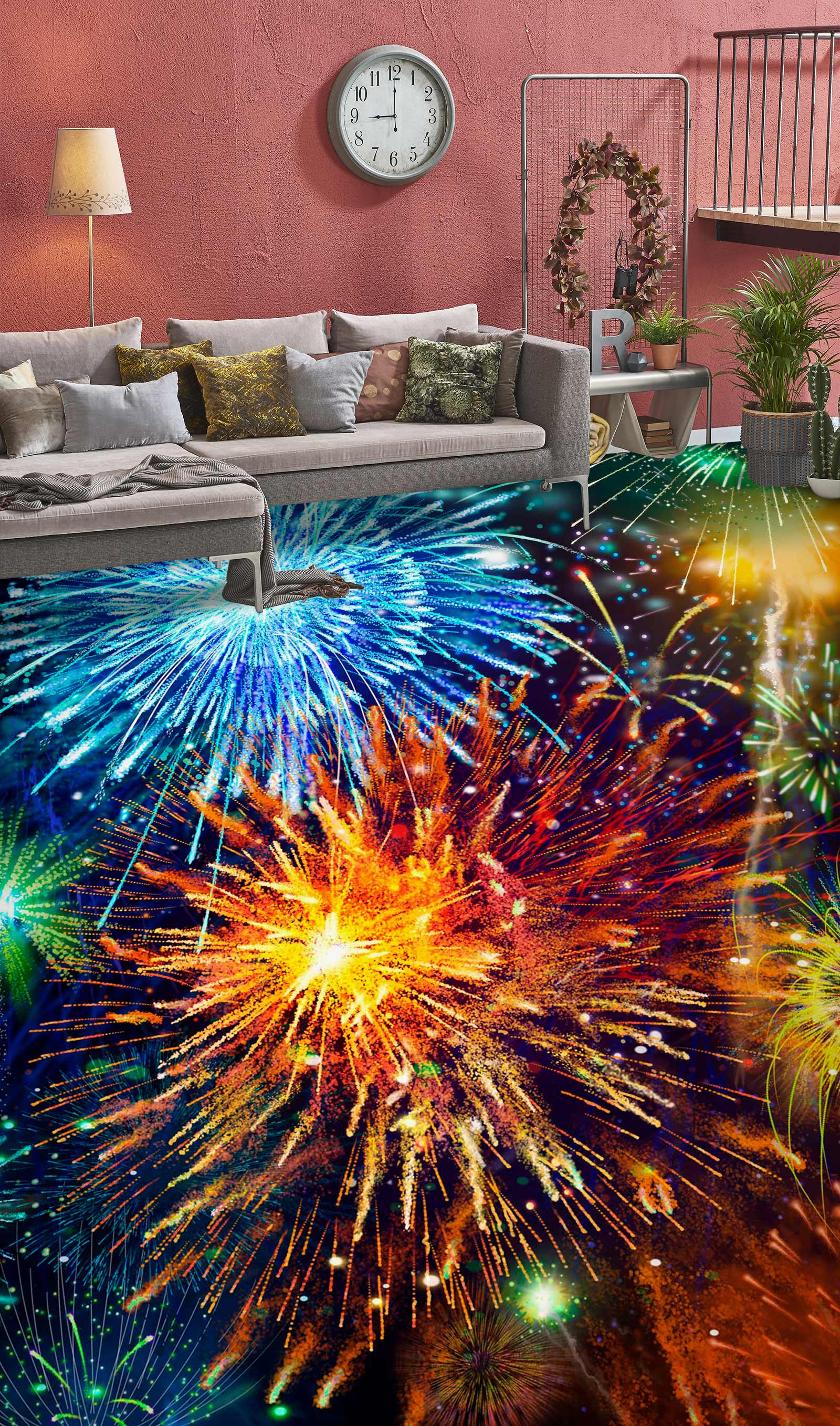 3D Bright Fireworks 1402 Floor Mural  Wallpaper Murals Self-Adhesive Removable Print Epoxy