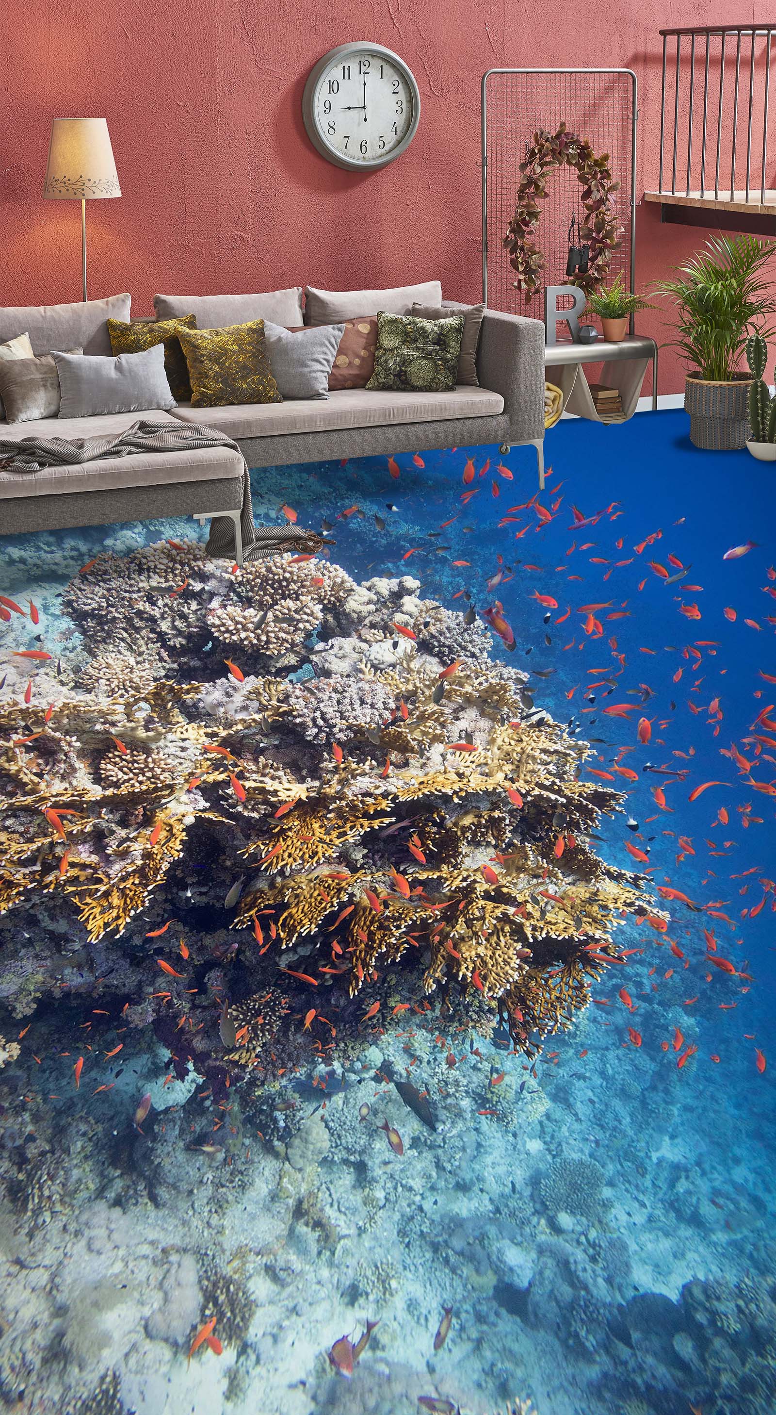 3D Dense Red Small Fish 597 Floor Mural  Wallpaper Murals Rug & Mat Print Epoxy waterproof bath floor