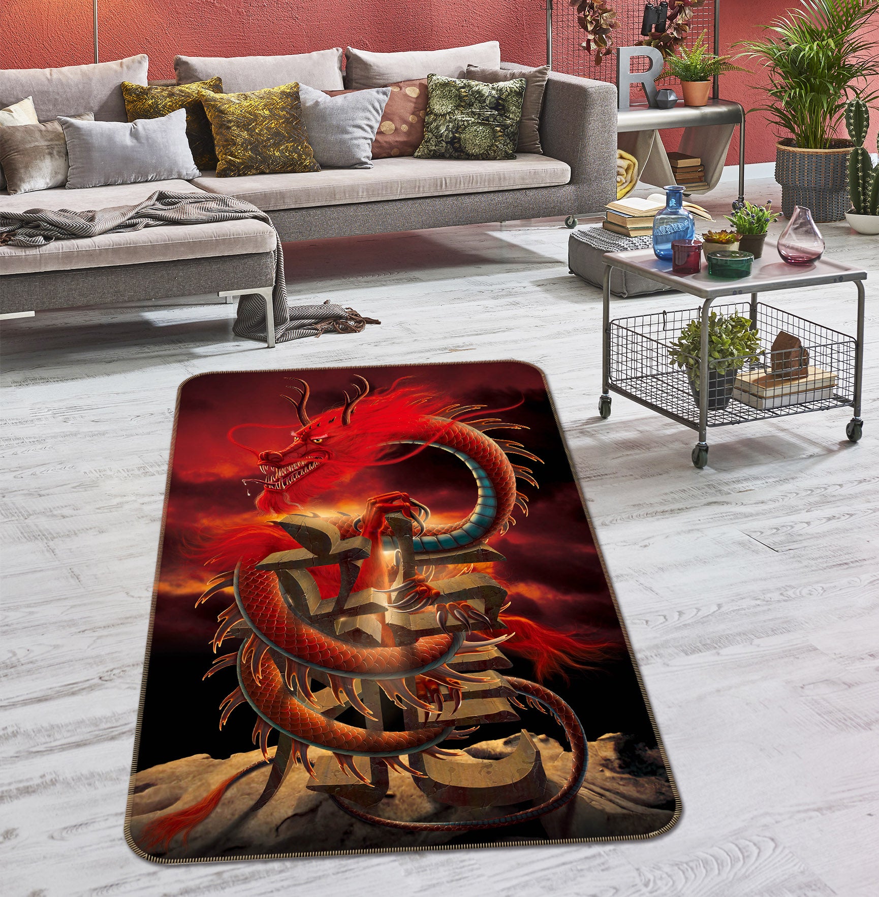 3D Chinese Dragon Def 1021 Vincent Hie Rug Non Slip Rug Mat