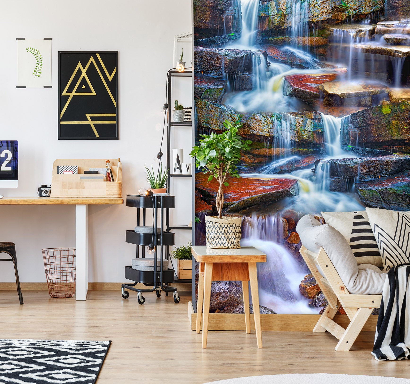 3D Forest Waterfall 1540 Wall Murals