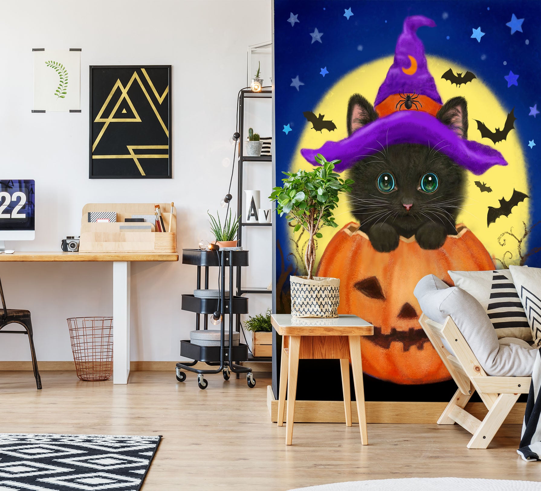 3D Pumpkin Cat 5485 Kayomi Harai Wall Mural Wall Murals