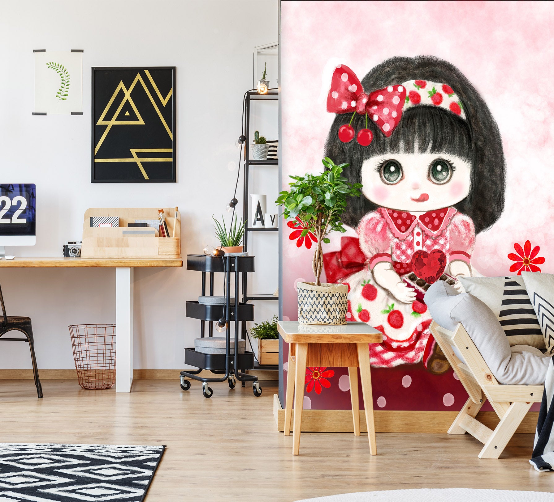 3D Strawberry Girl 5481 Kayomi Harai Wall Mural Wall Murals
