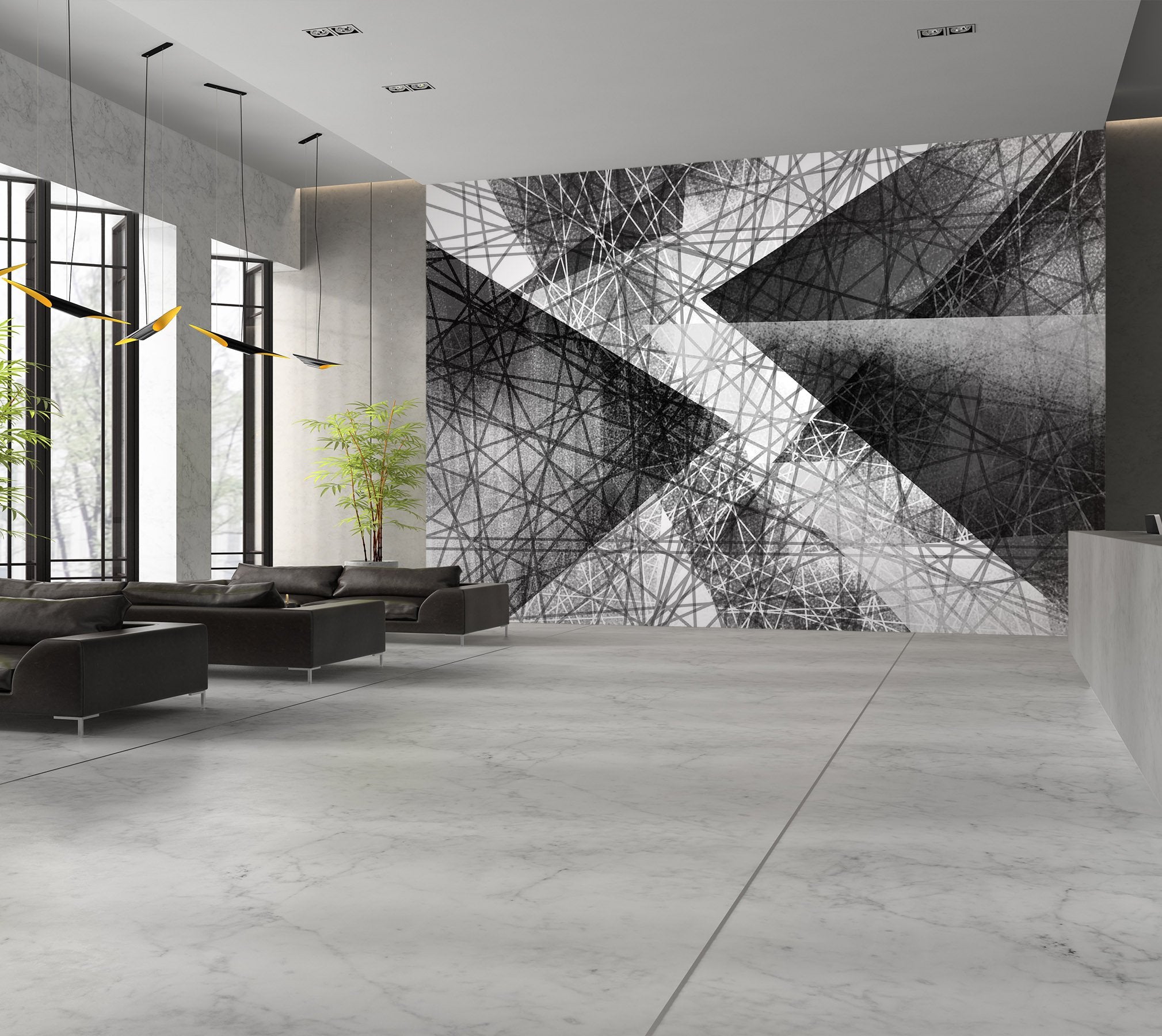 3D Black Strips 012 Wall Murals Wallpaper AJ Wallpaper 2 