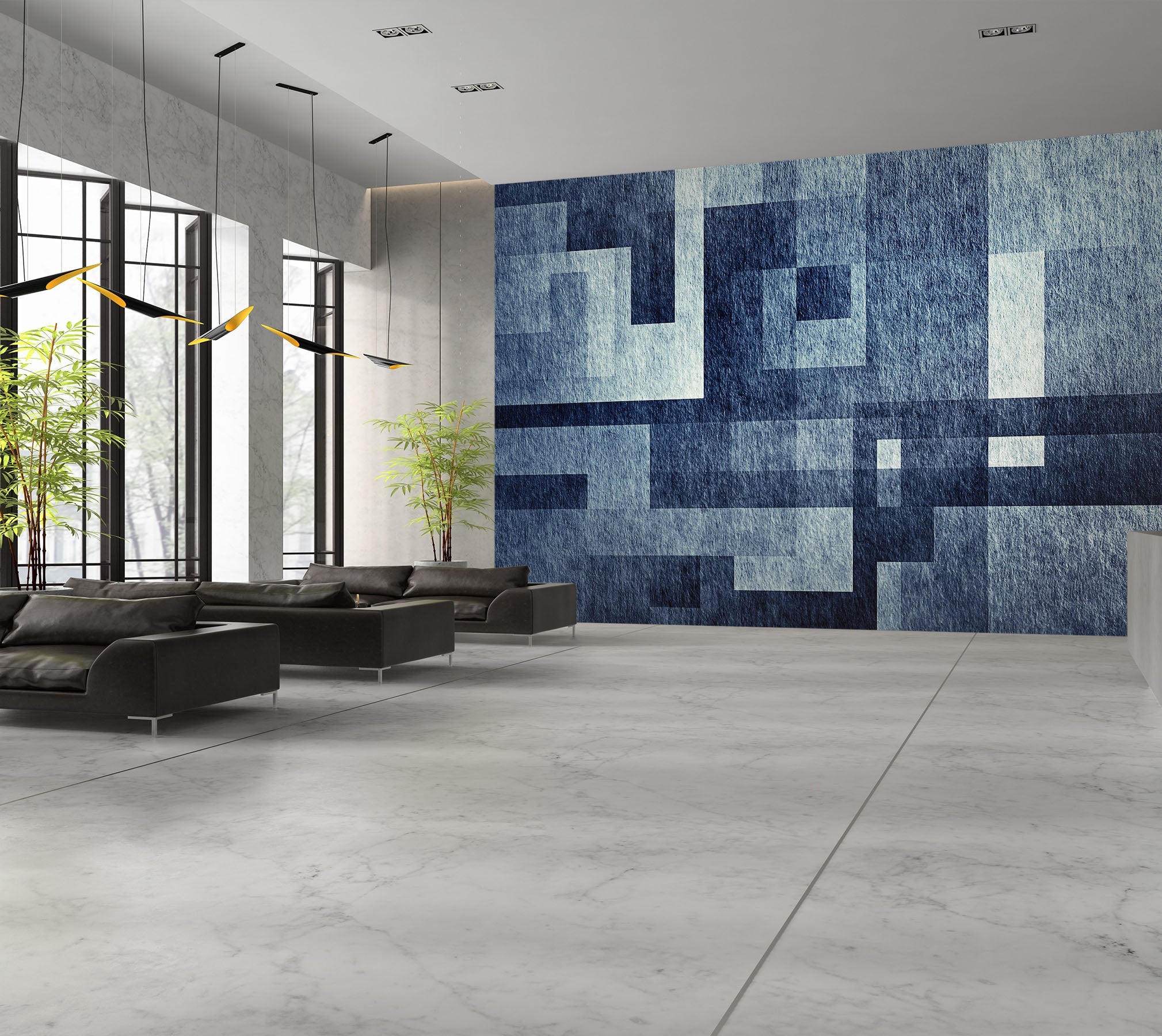 3D Dark Blue Pattern 036 Wall Murals Wallpaper AJ Wallpaper 2 