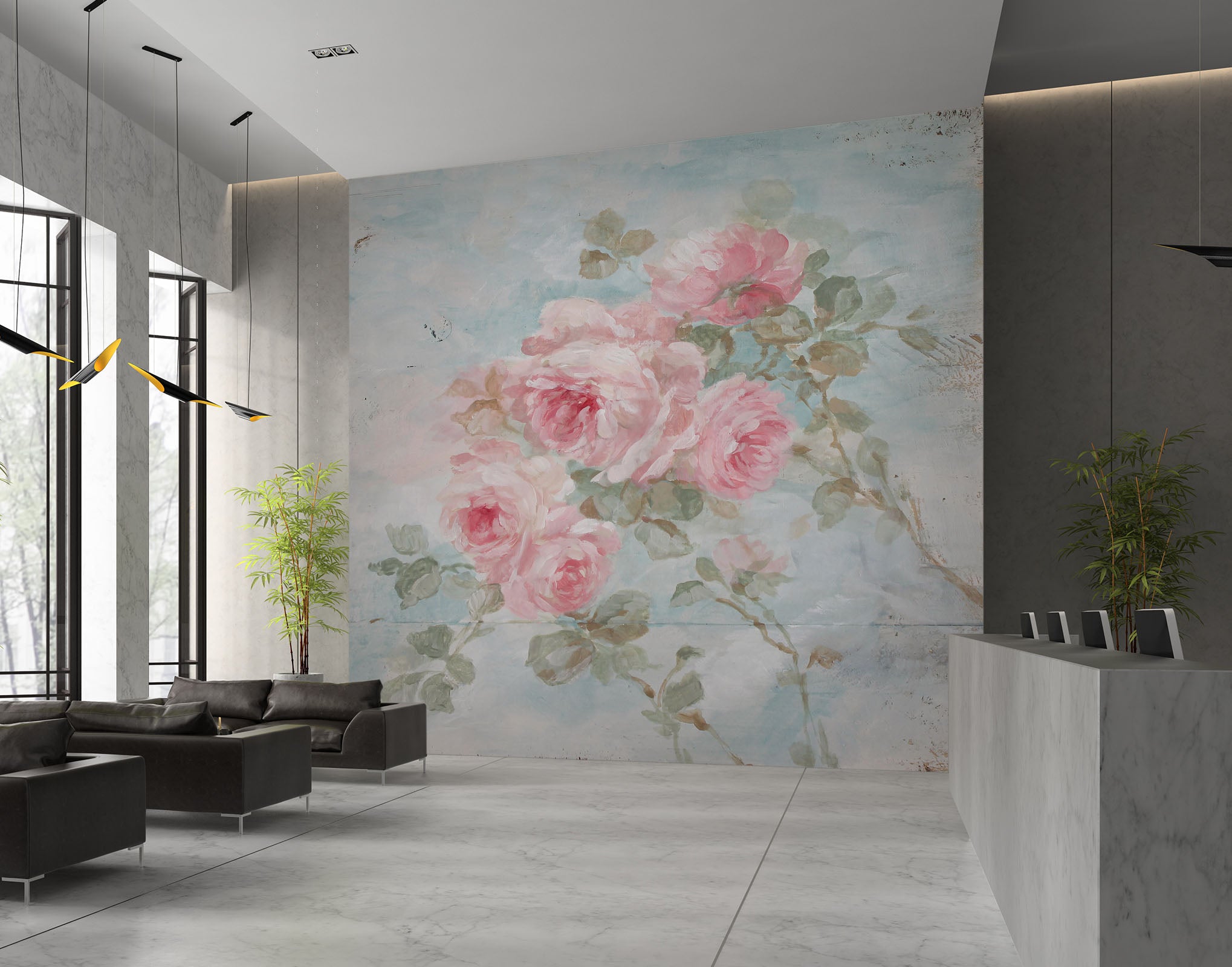 3D Pink Flowers 3170 Debi Coules Wall Mural Wall Murals
