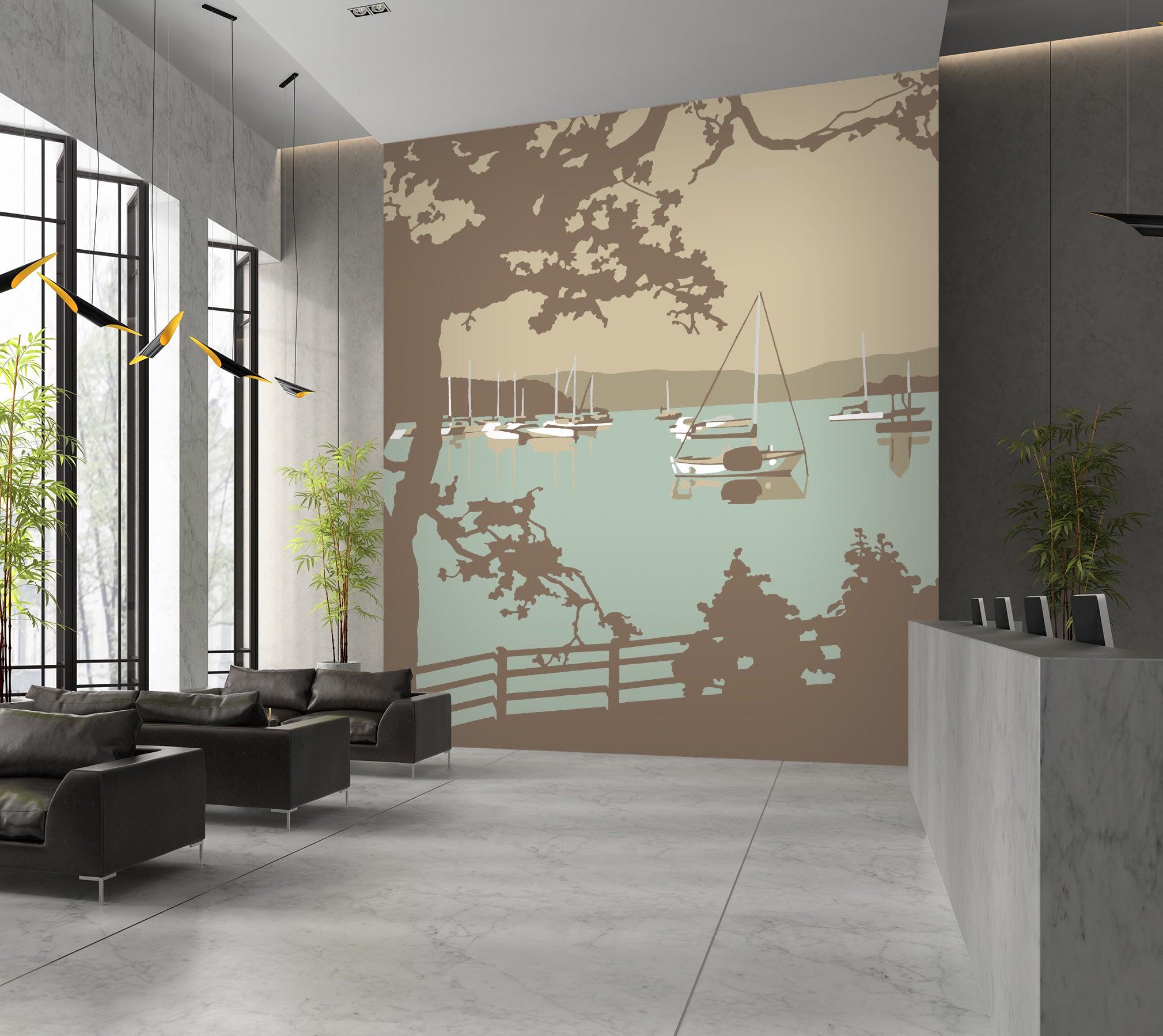 3D Poole Harbour View 1042 Steve Read Wall Mural Wall Murals