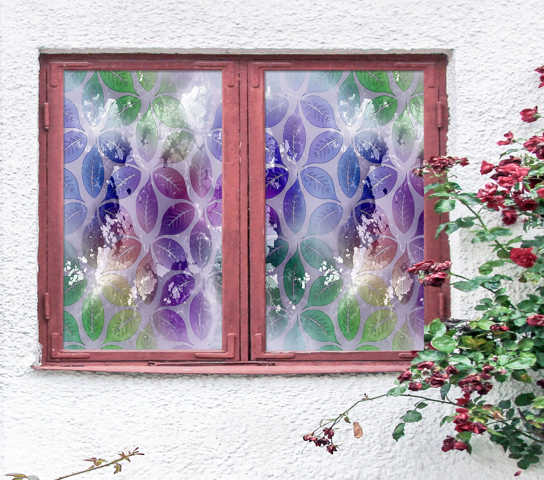 3D Purple Leaves 461 Window Film Print Sticker Cling Stained Glass UV Block