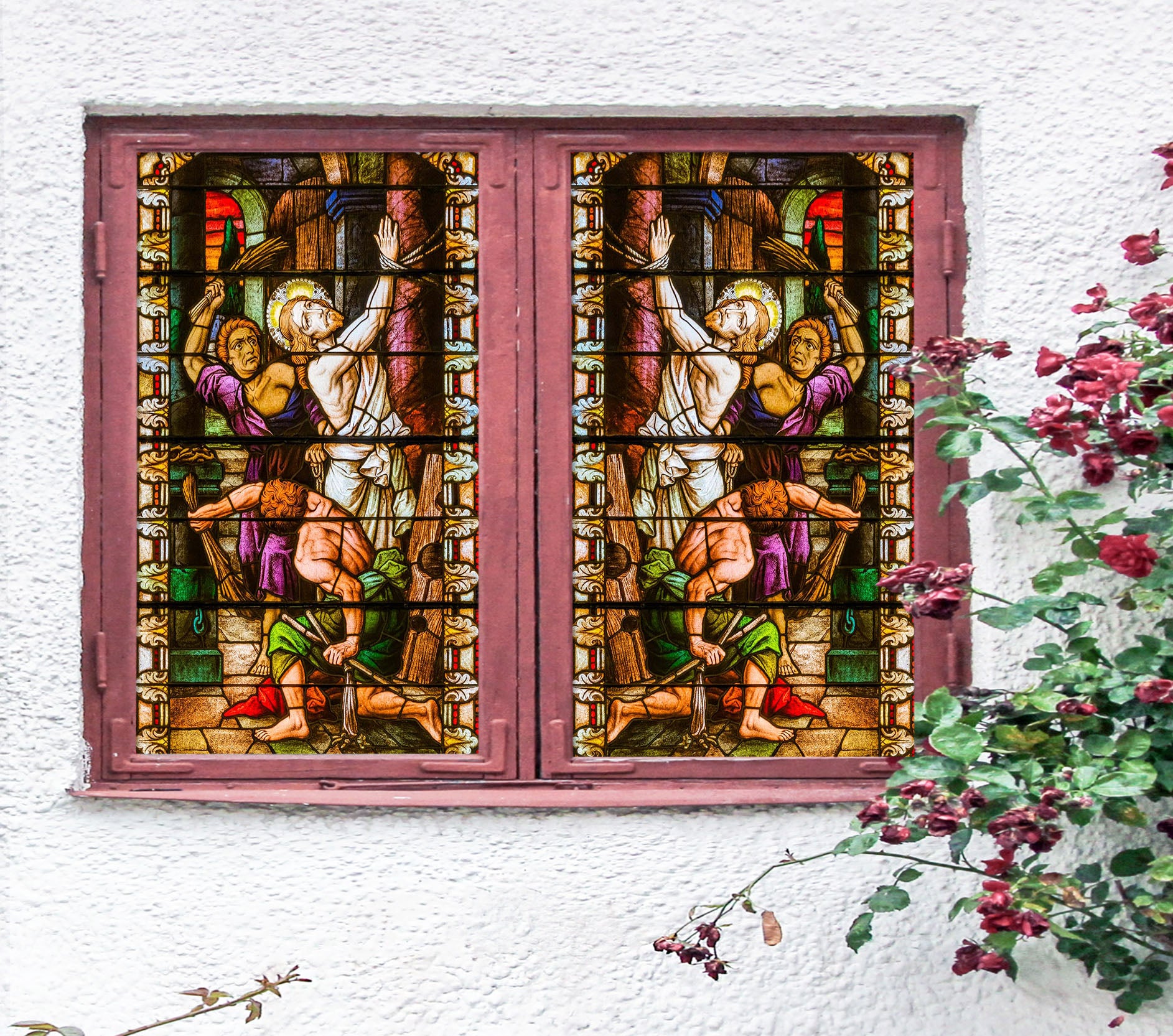 3D Tortured Religion 237 Window Film Print Sticker Cling Stained Glass UV Block