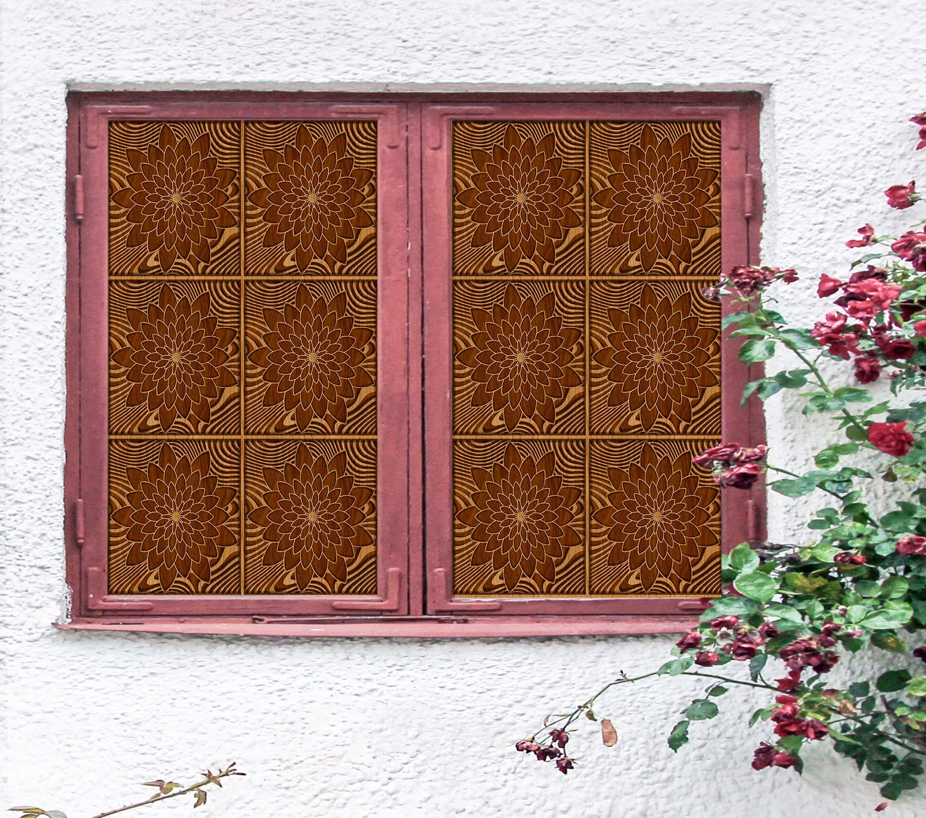 3D Brown Fower 147 Window Film Print Sticker Cling Stained Glass UV Block