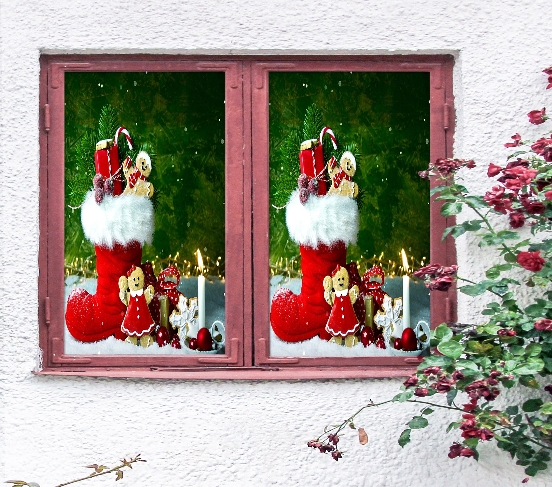 3D Socks Gift 31079 Christmas Window Film Print Sticker Cling Stained Glass Xmas