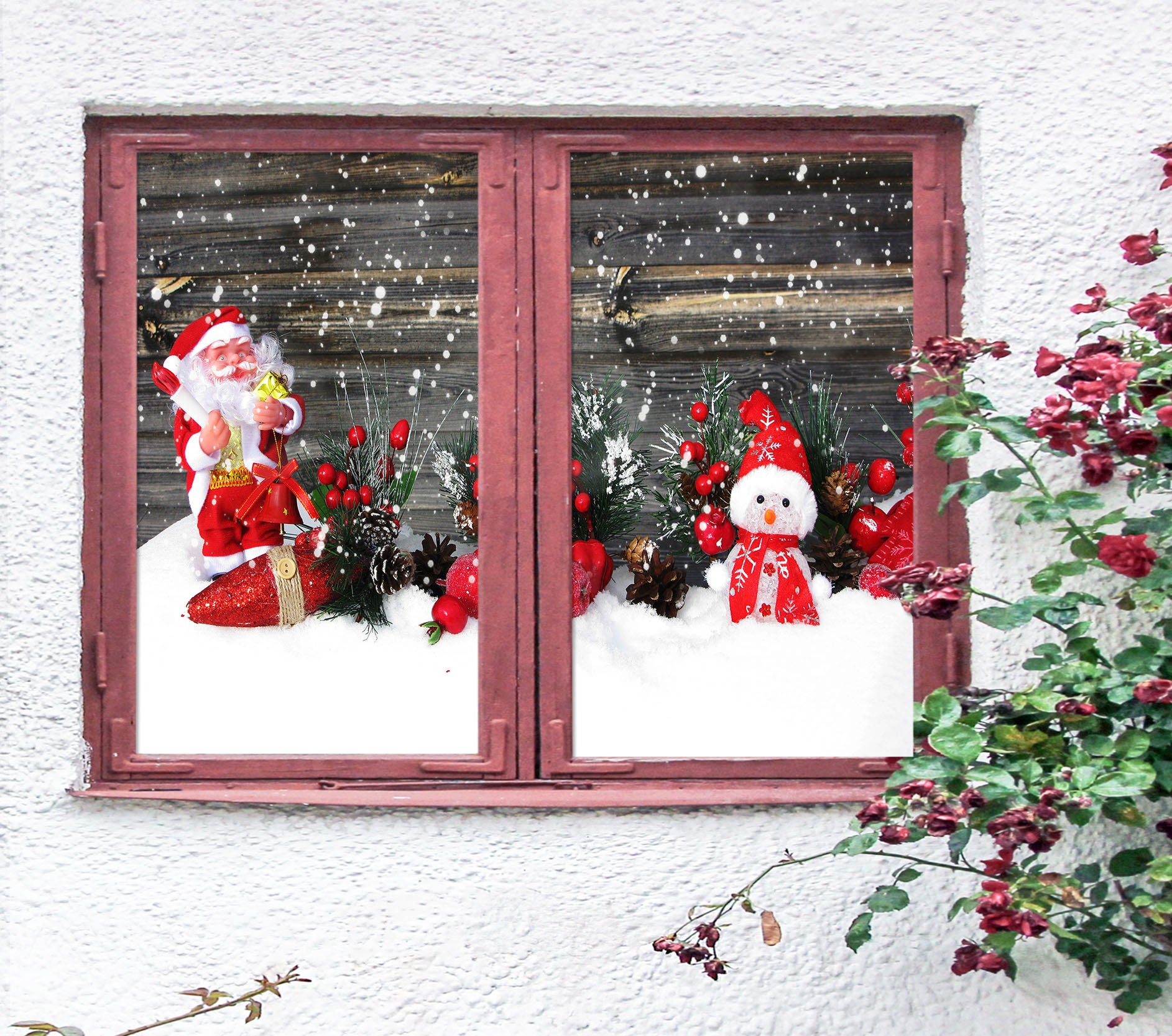 3D Snowman Doll 31061 Christmas Window Film Print Sticker Cling Stained Glass Xmas