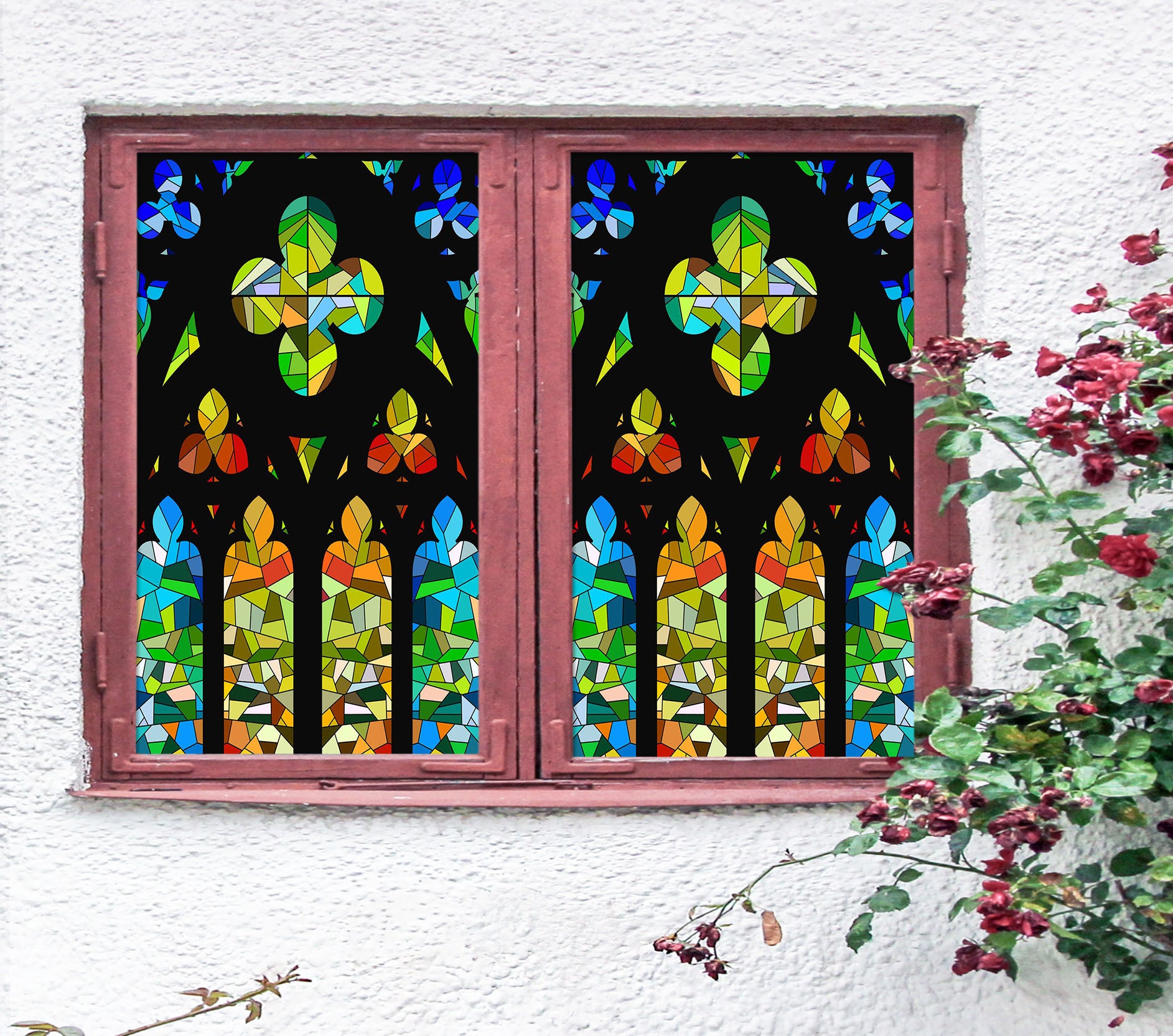 3D Color Graphics 384 Window Film Print Sticker Cling Stained Glass UV Block