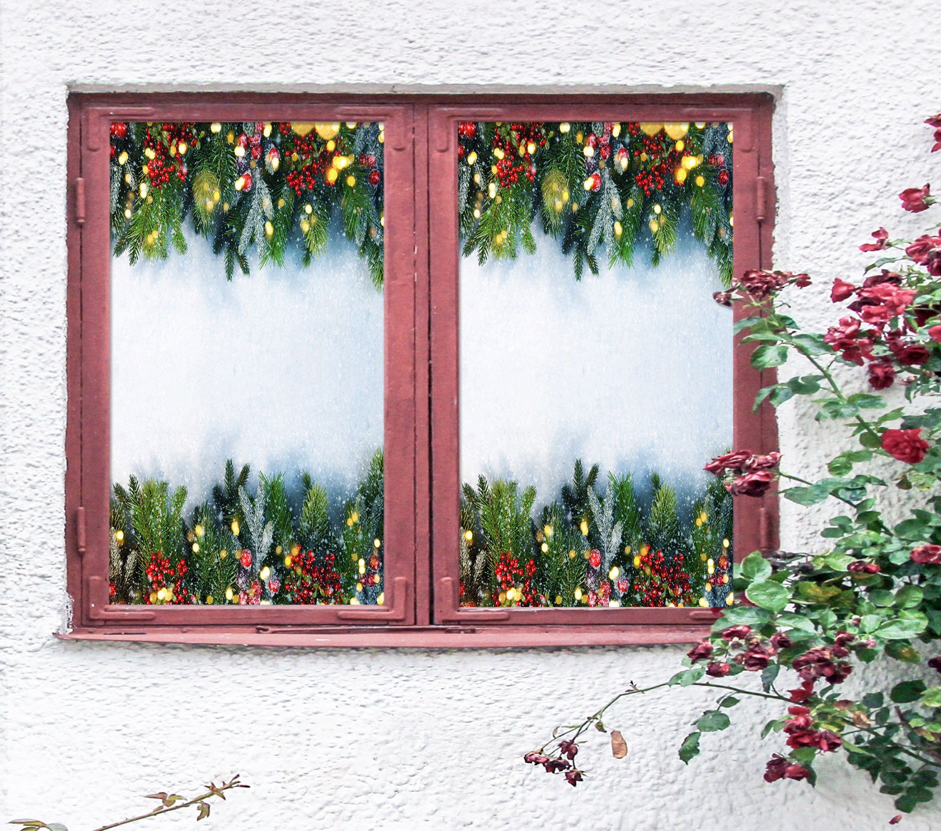 3D Branches 31048 Christmas Window Film Print Sticker Cling Stained Glass Xmas