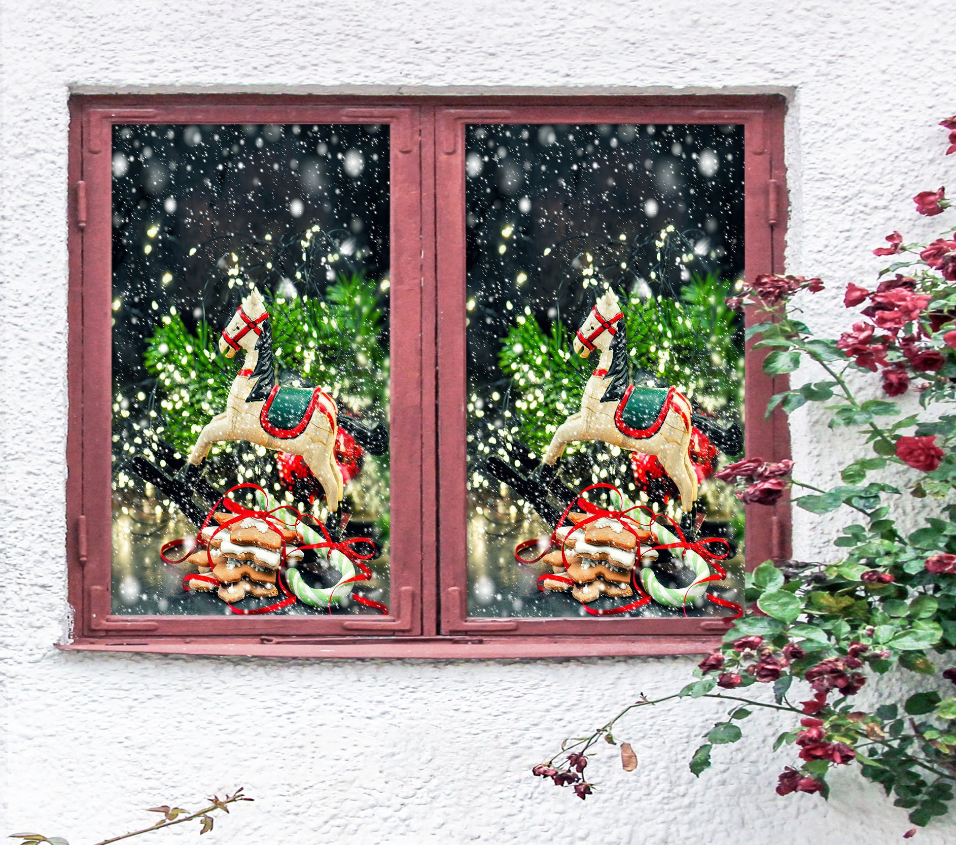 3D Trojan Horse 30025 Christmas Window Film Print Sticker Cling Stained Glass Xmas