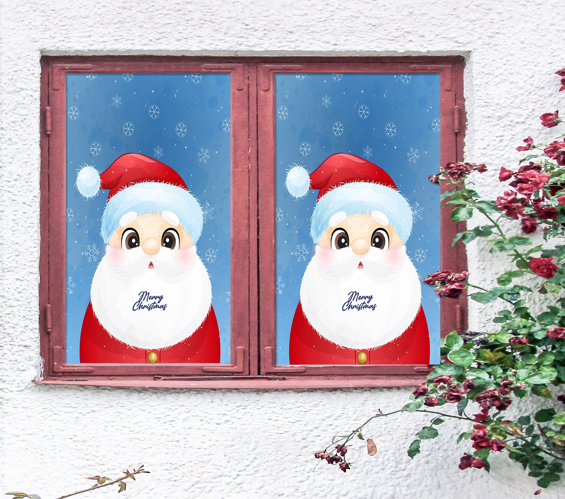 3D Santa Claus 30132 Christmas Window Film Print Sticker Cling Stained Glass Xmas
