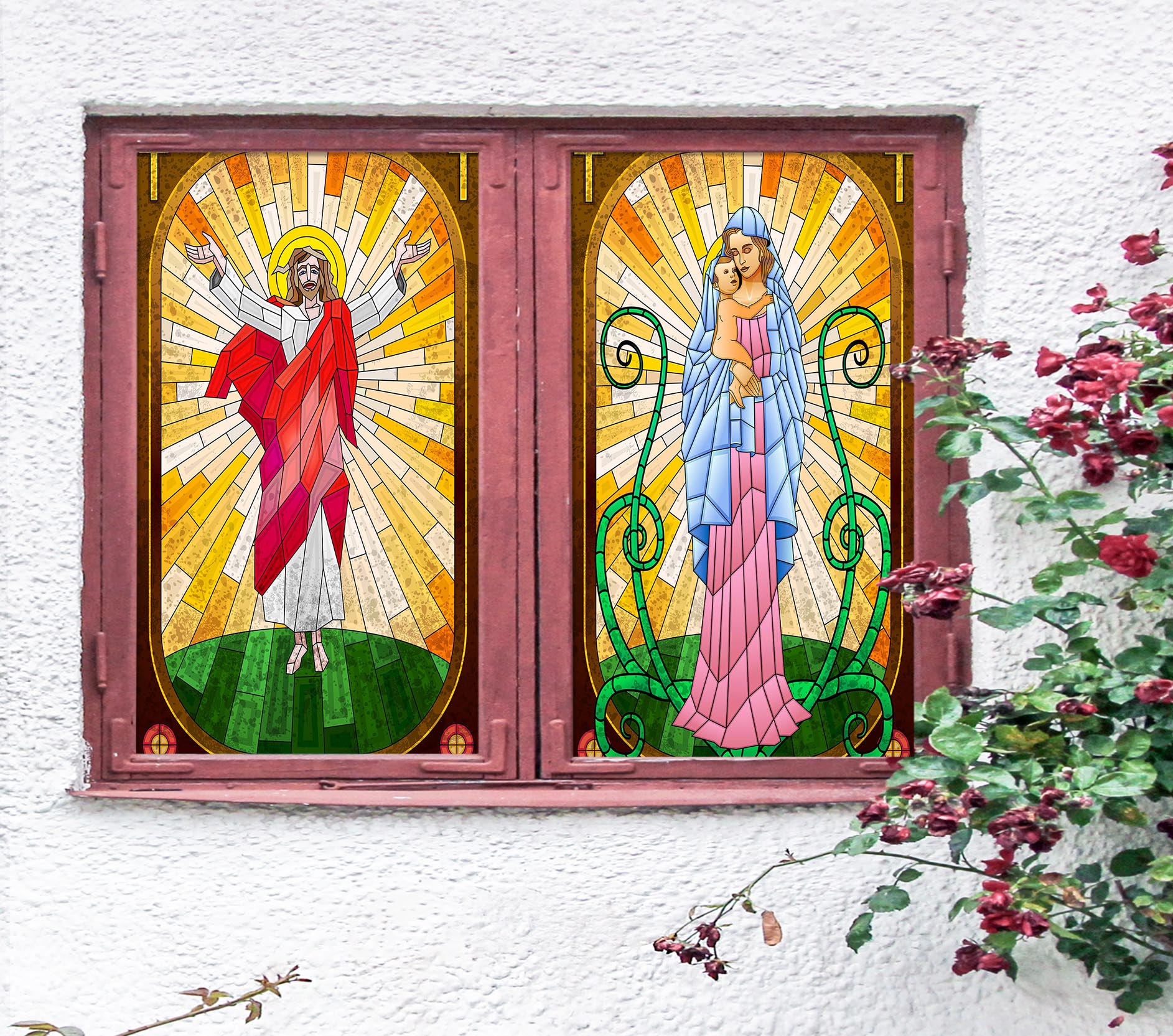 3D Christ Believer 276 Window Film Print Sticker Cling Stained Glass UV Block